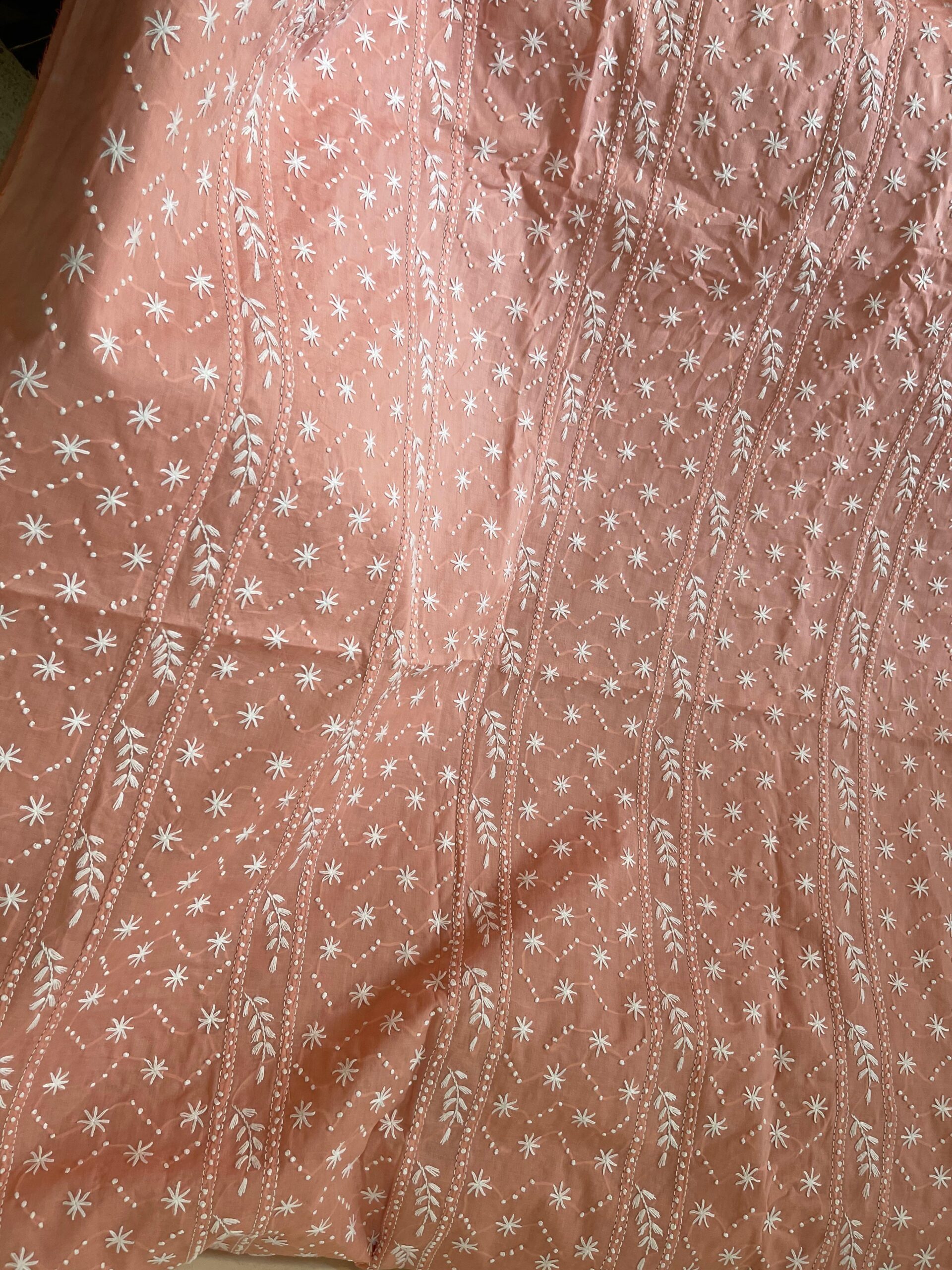Dusty Peach Hand Embroidered Chikankari Lawn Kurta for Women | Premium Unstitched Summer Lawn Shirt - Image 2