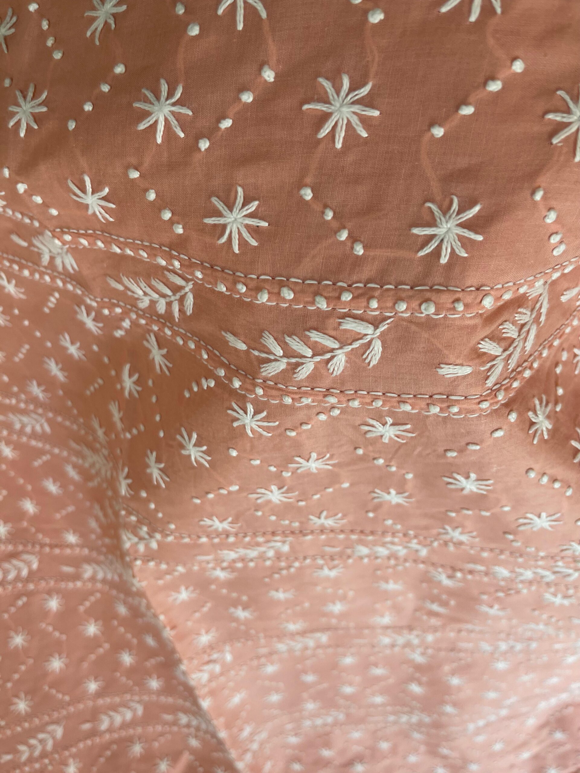 Dusty Peach Hand Embroidered Chikankari Lawn Kurta for Women | Premium Unstitched Summer Lawn Shirt - Image 3