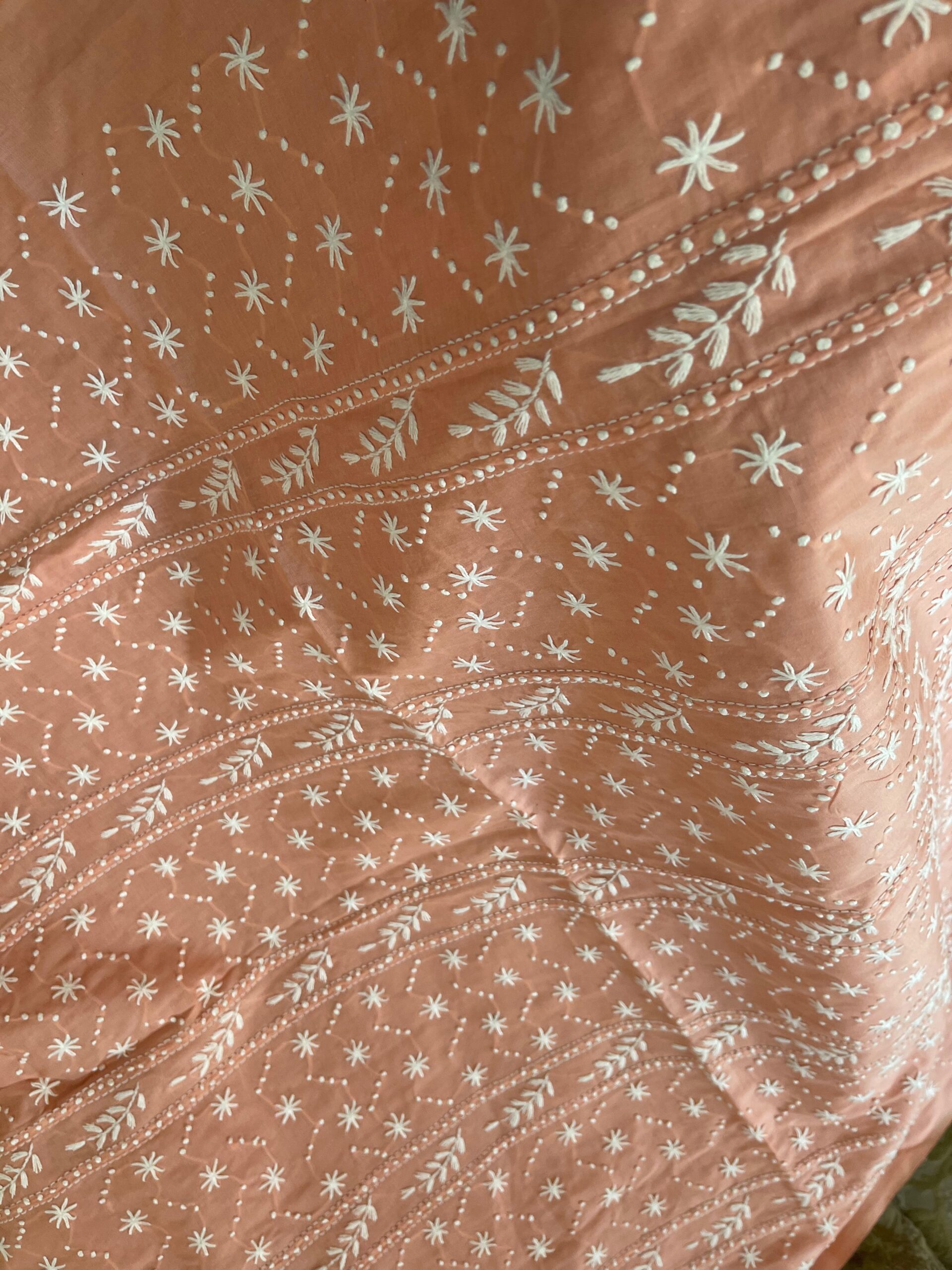 Dusty Peach Hand Embroidered Chikankari Lawn Kurta for Women | Premium Unstitched Summer Lawn Shirt - Image 4