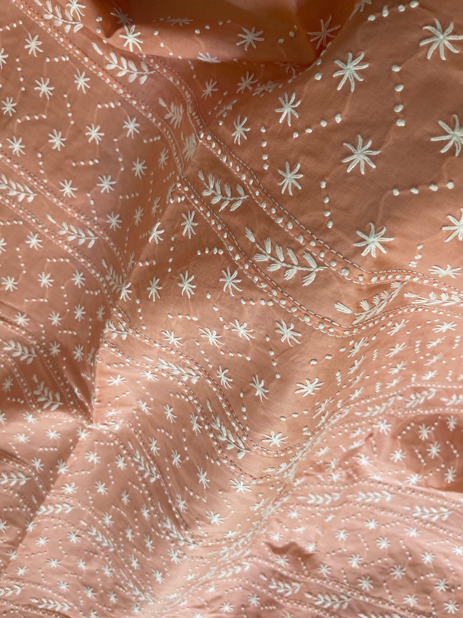 Dusty Peach Hand Embroidered Chikankari Lawn Kurta for Women | Premium Unstitched Summer Lawn Shirt - Image 5