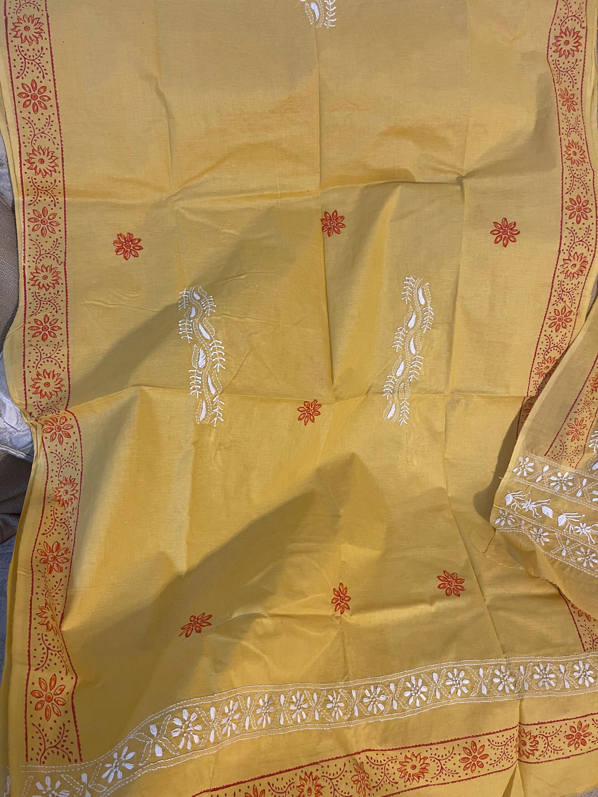 Block Print with Chikankari Unstiched | 2 PC Premium Lawn Collection - Image 4