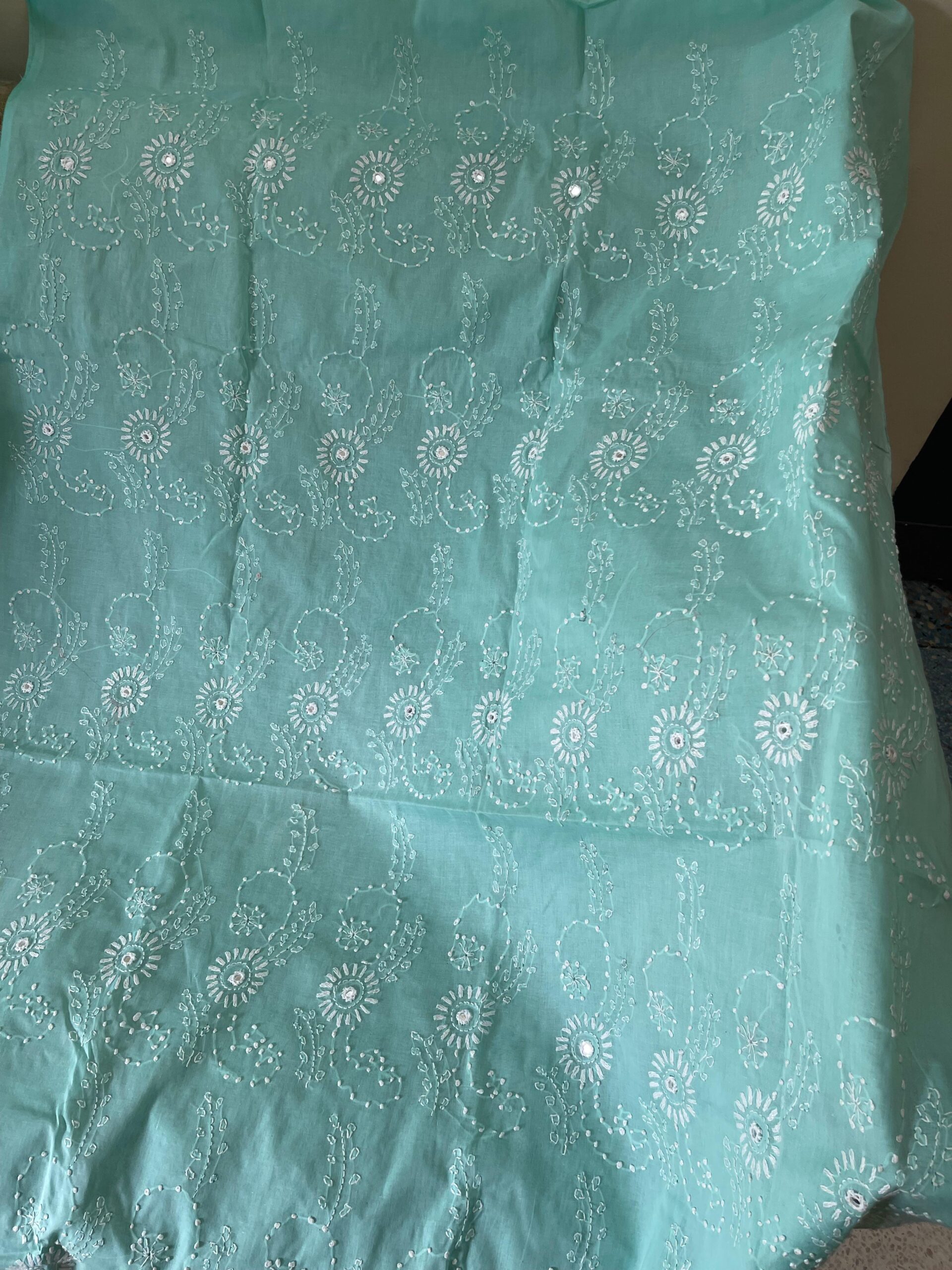 Sky Blue Handmade Chikankari Lawn Suit with Dupatta | 2 Piece Embroidered Pure Lawn Dress for Women - Image 2