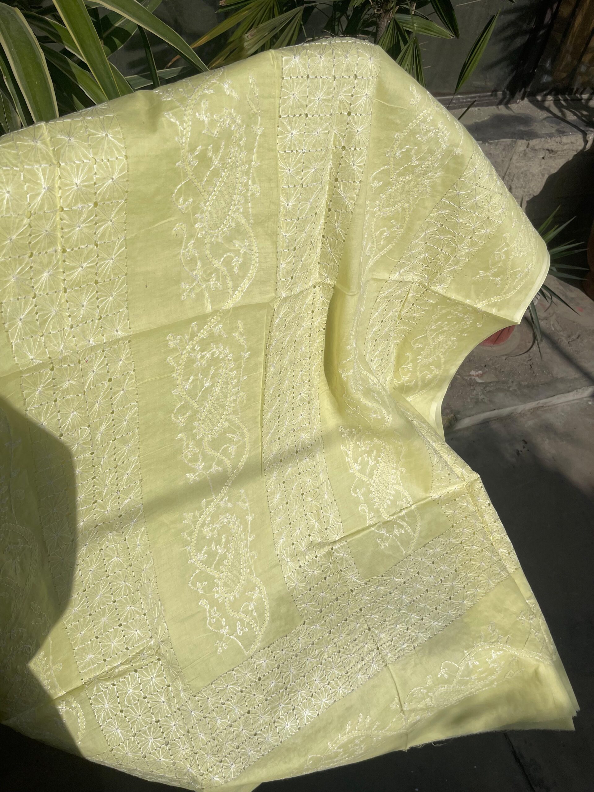 Refreshing Lemon Yellow Pure Lawn Handmade Chikankari Tarkashi Kurta | 3 Meter Unstitched Premium Summer Lawn - Image 2