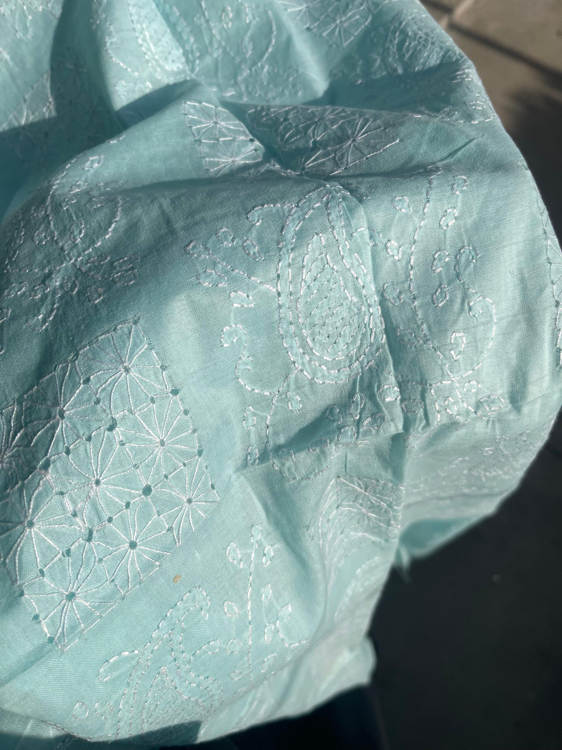 Soft Light Blue Pure Lawn Handmade Chikankari Tarkashi Kurta | 3 Meter Unstitched Premium Summer Lawn - Image 3