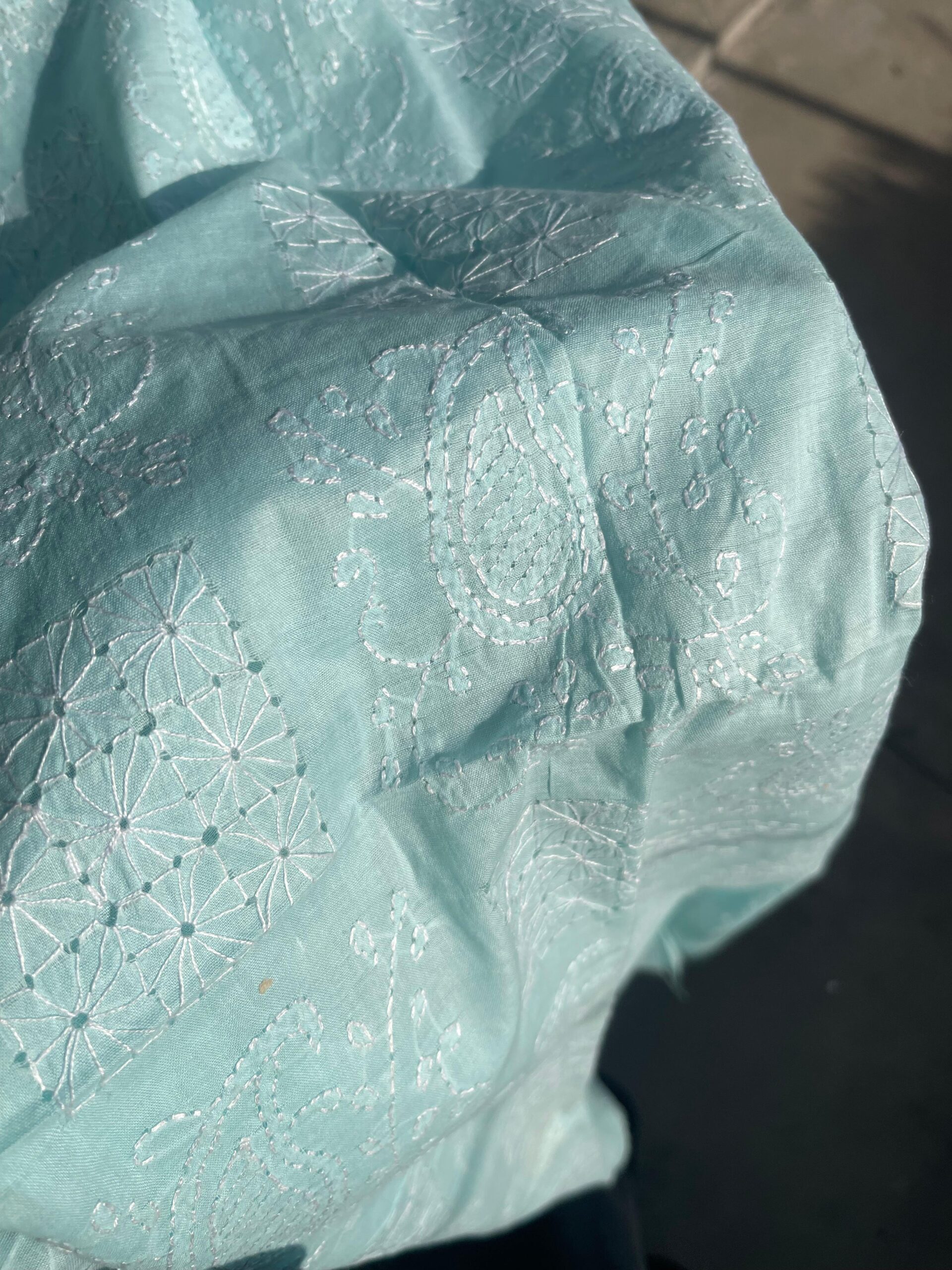 Soft Light Blue Pure Lawn Handmade Chikankari Tarkashi Kurta | 3 Meter Unstitched Premium Summer Lawn - Image 4