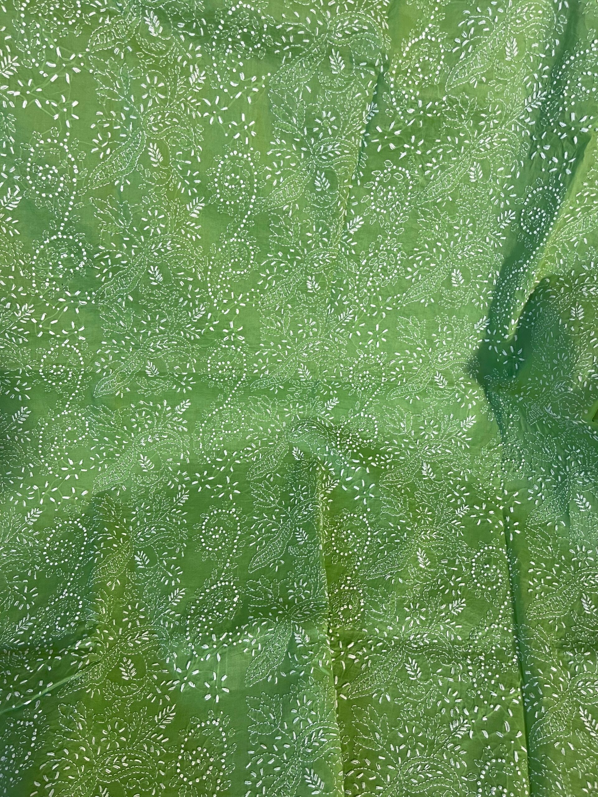 Spring Green Handmade Chikankari Shirt & Dupatta | Unstitched Pure Lawn Summer Suit - Image 2