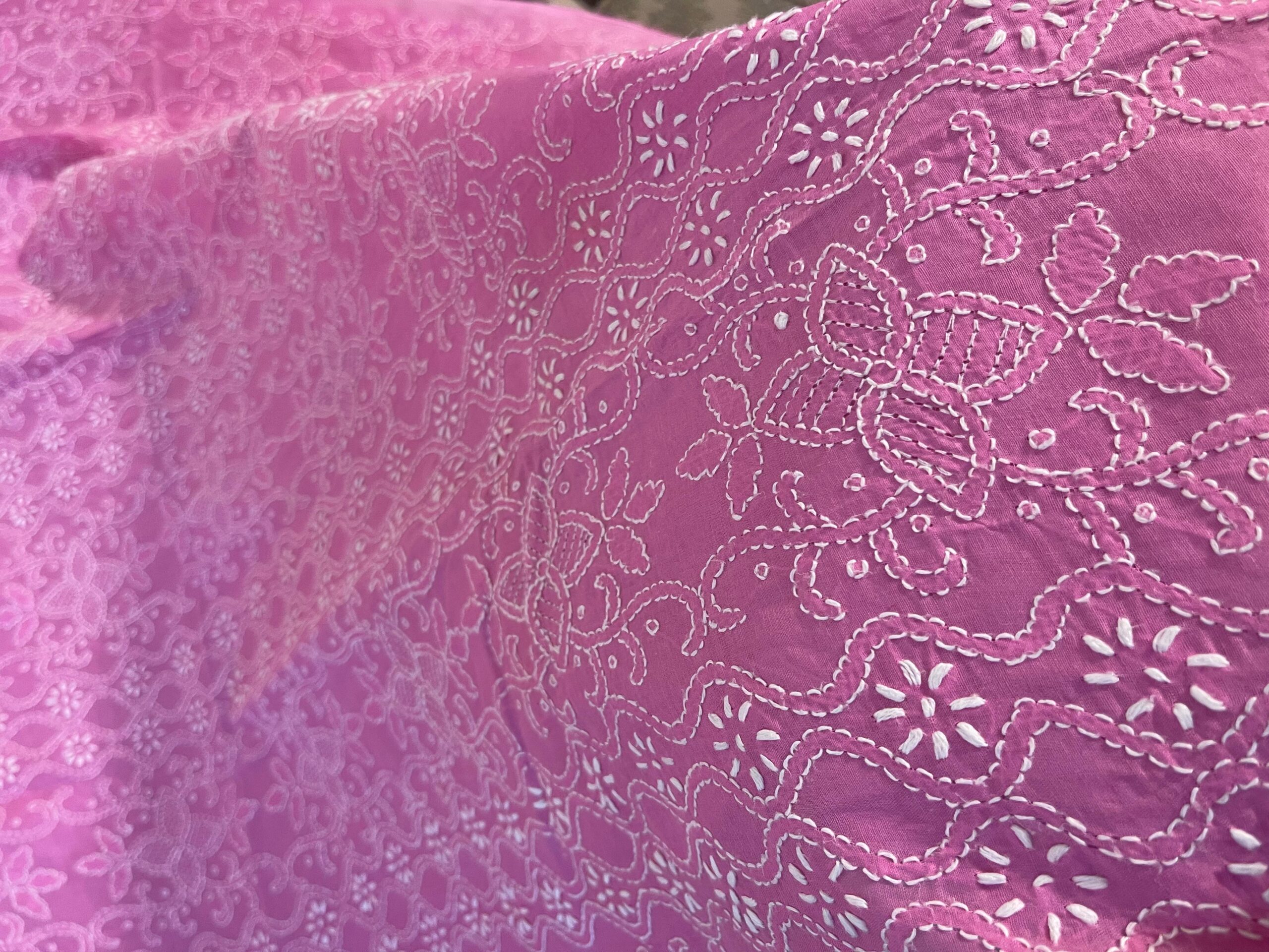 Orchid Pink Handmade Chikankari Shirt & Dupatta | Unstitched Pure Lawn Summer Suit - Image 2