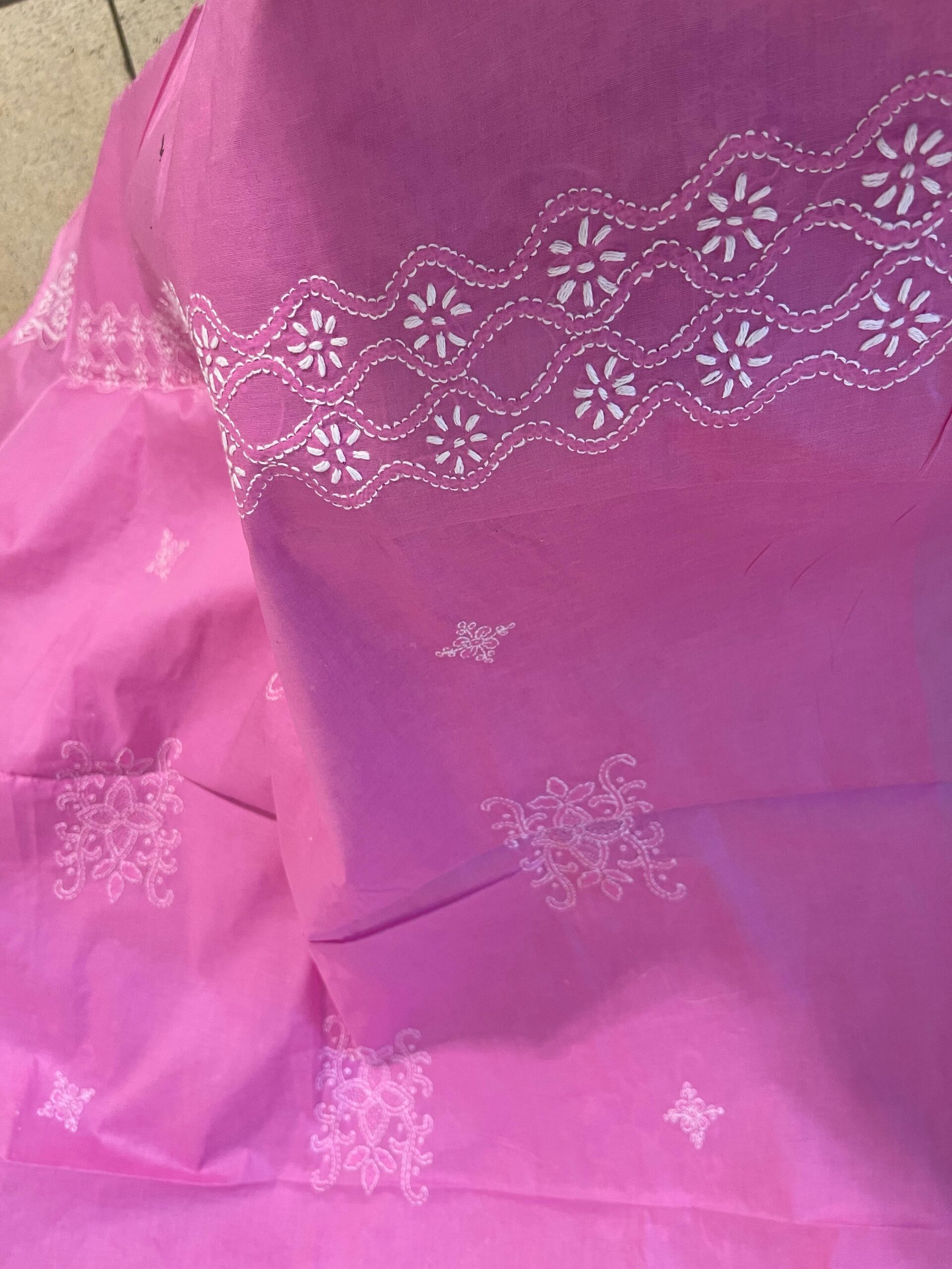 Orchid Pink Handmade Chikankari Shirt & Dupatta | Unstitched Pure Lawn Summer Suit - Image 4