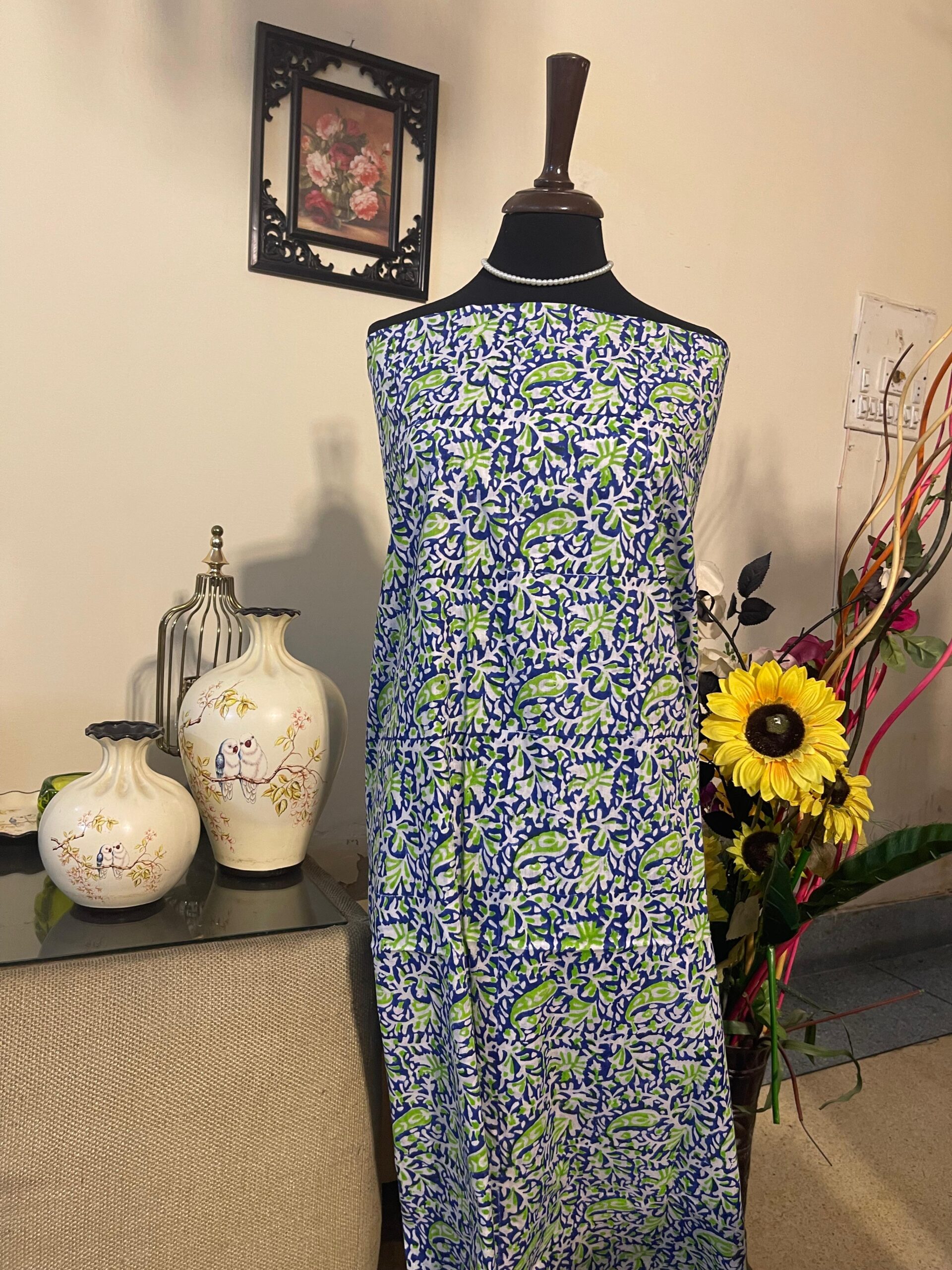 Meadow Bloom Premium Pure Lawn Shirt & Soft Chiffon Dupatta | Unstitched 2 Piece Block Printed Lawn Suit - Image 2