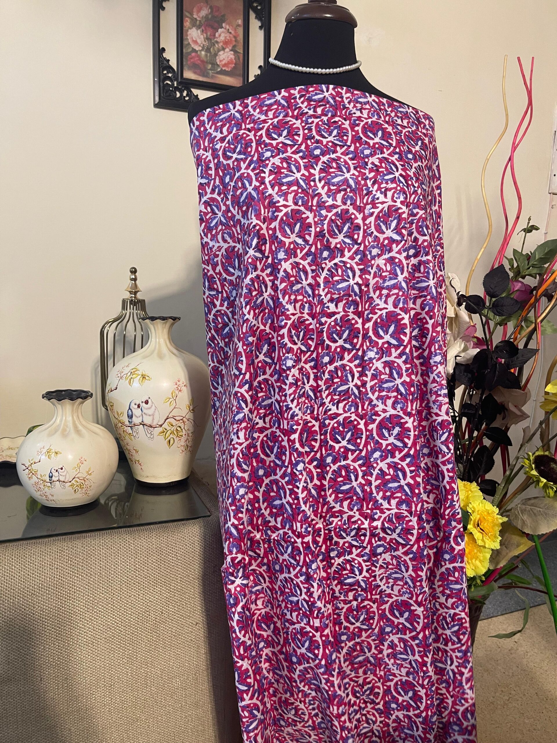 Berry Purple Block Printed Lawn Suit with Soft Chiffon Dupatta | Premium Unstitched 2 Piece - Image 2