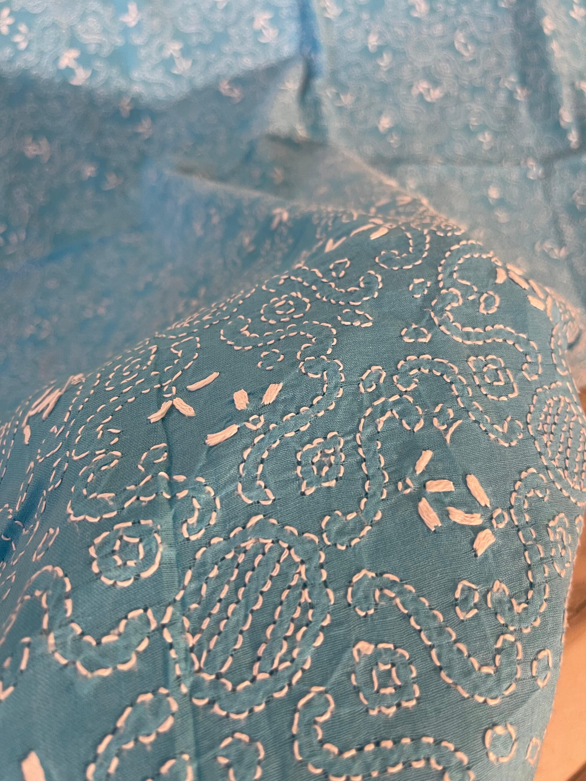 Light Blue Handmade Embroidered Lawn Kurta for Women | Premium Handcrafted Summer Lawn Shirt - Image 2