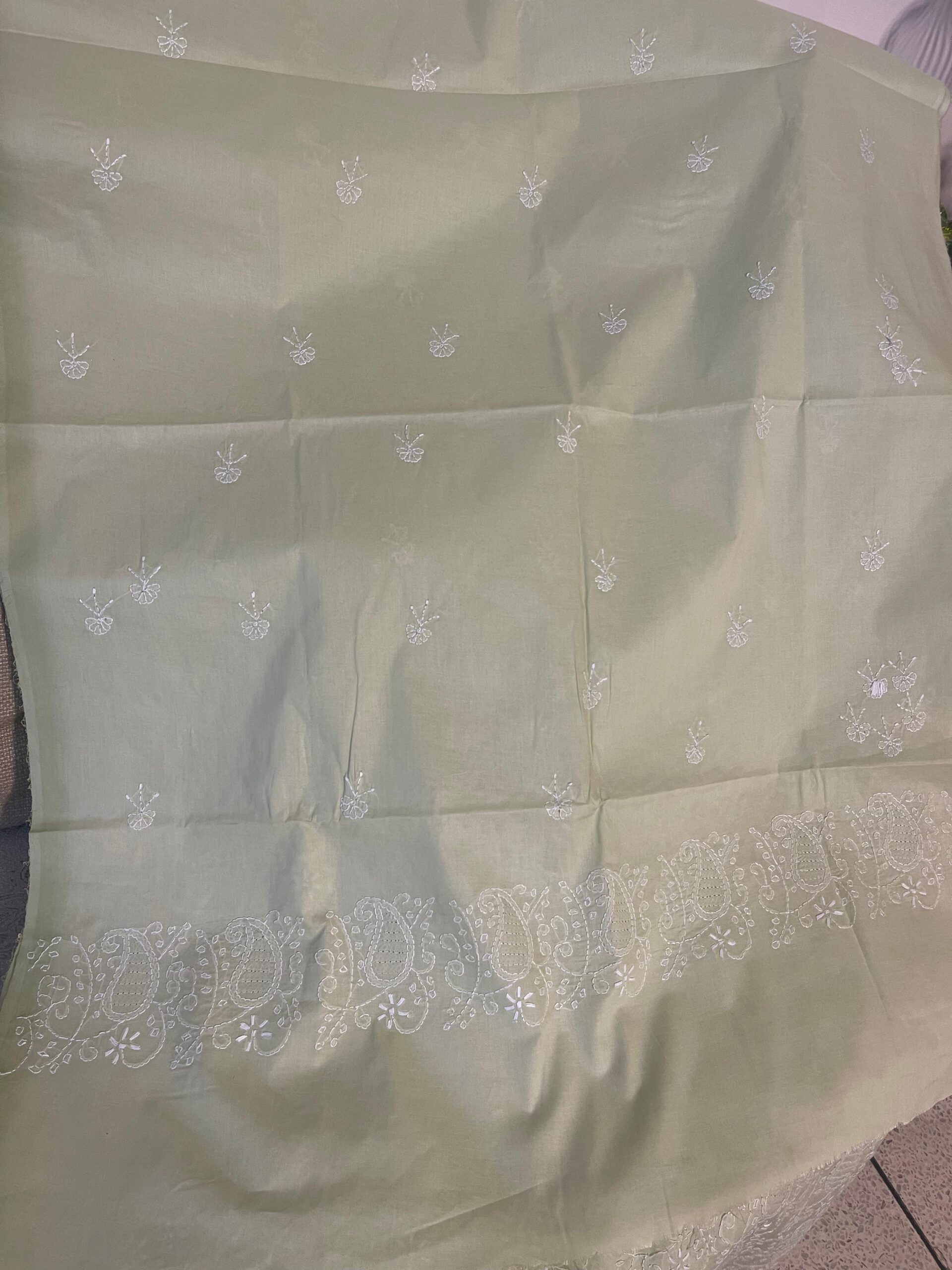 Mist Grey Handmade Chikankari Shirt & Dupatta | Unstitched Pure Lawn Summer Suit - Image 2