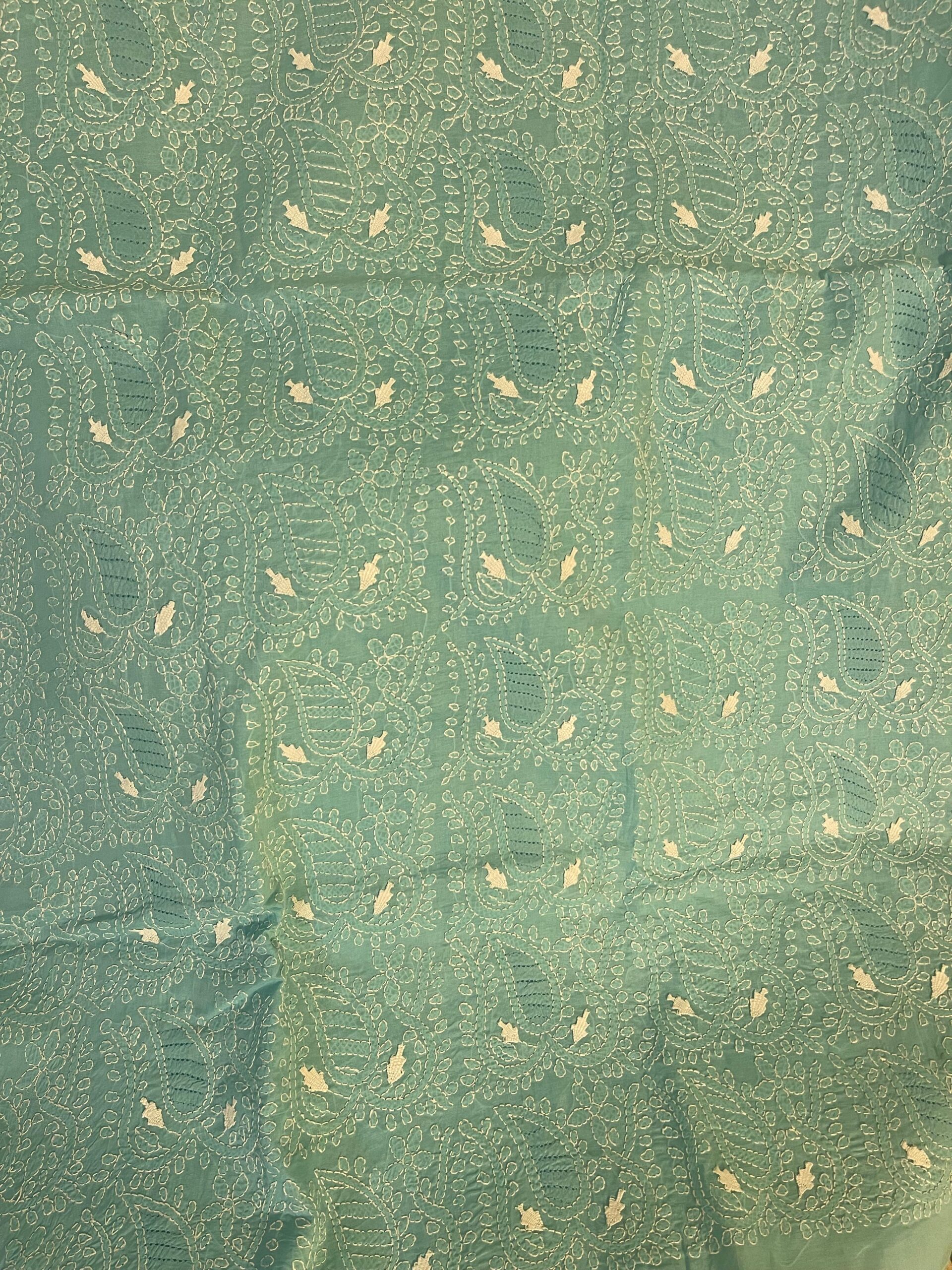 Light Blue Handmade Chikankari Shirt & Dupatta | Unstitched Pure Lawn Summer Suit - Image 2