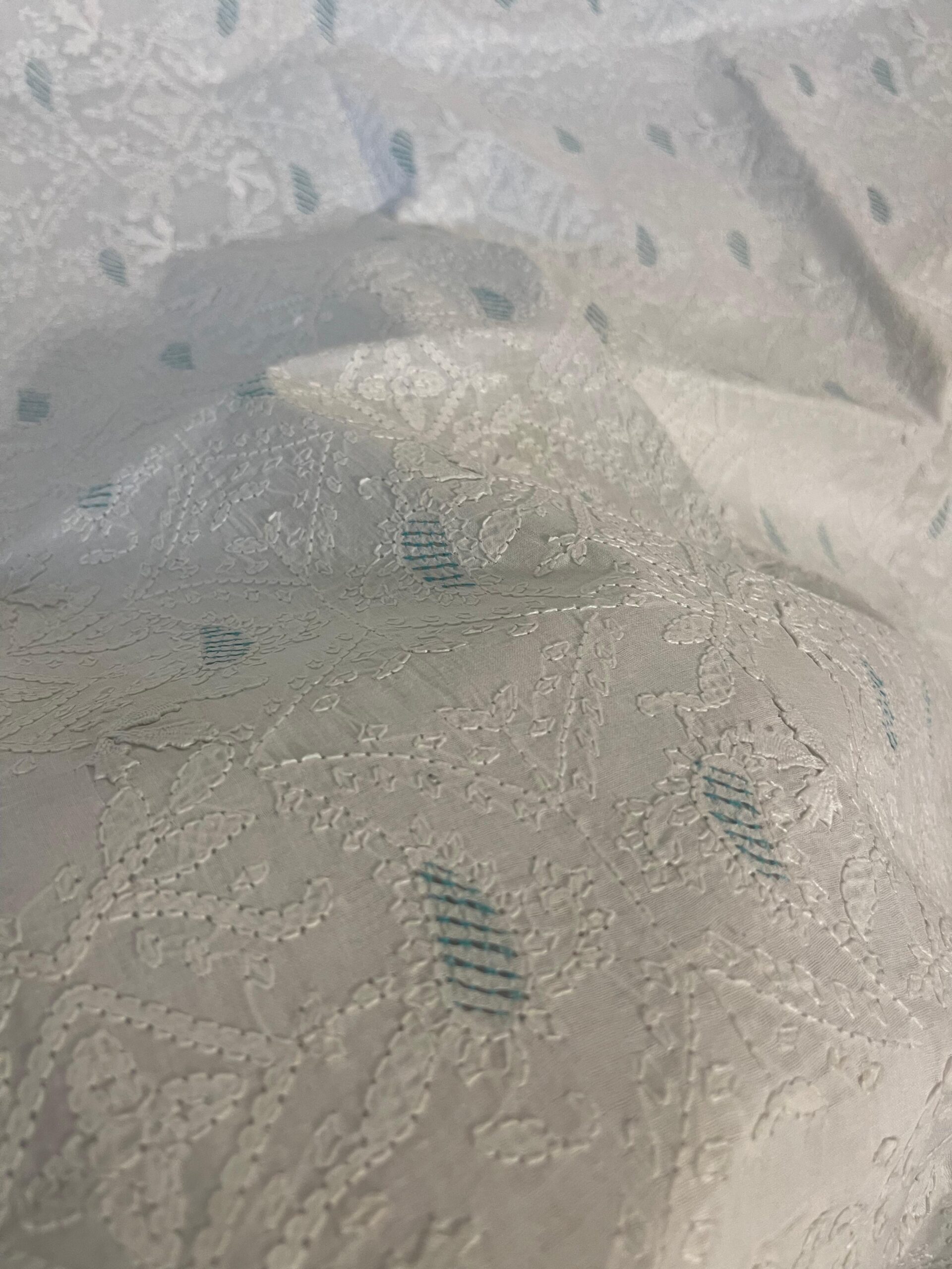Ivory White Handmade Chikankari Shirt & Dupatta | Unstitched Pure Lawn Summer Suit - Image 2