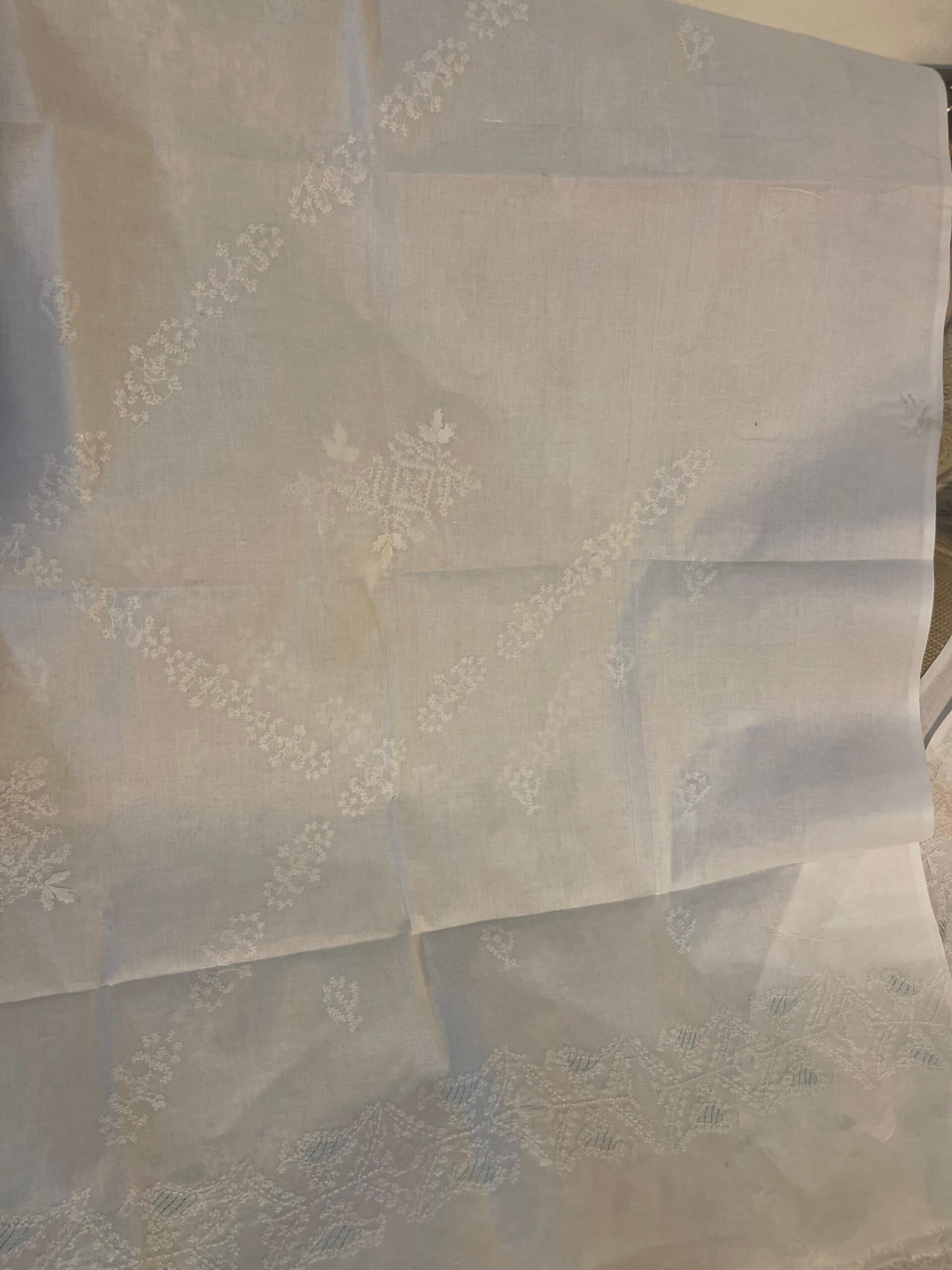 Ivory White Handmade Chikankari Shirt & Dupatta | Unstitched Pure Lawn Summer Suit - Image 4