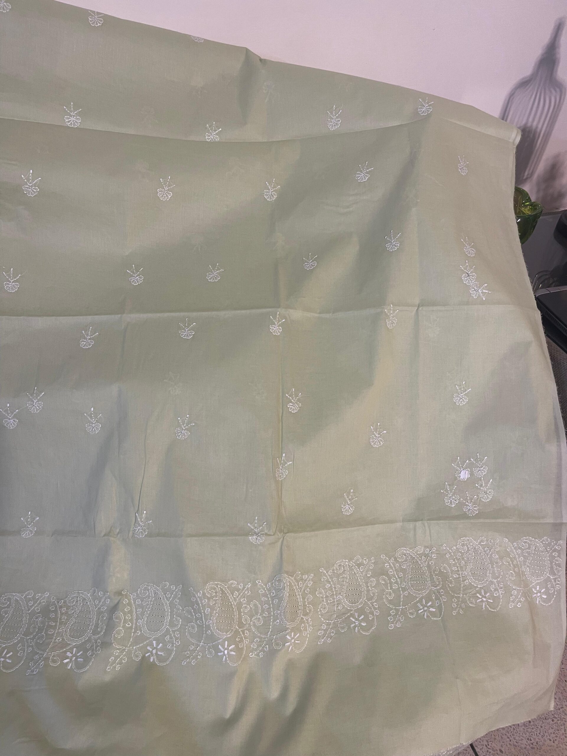 Mist Grey Handmade Chikankari Shirt & Dupatta | Unstitched Pure Lawn Summer Suit - Image 5