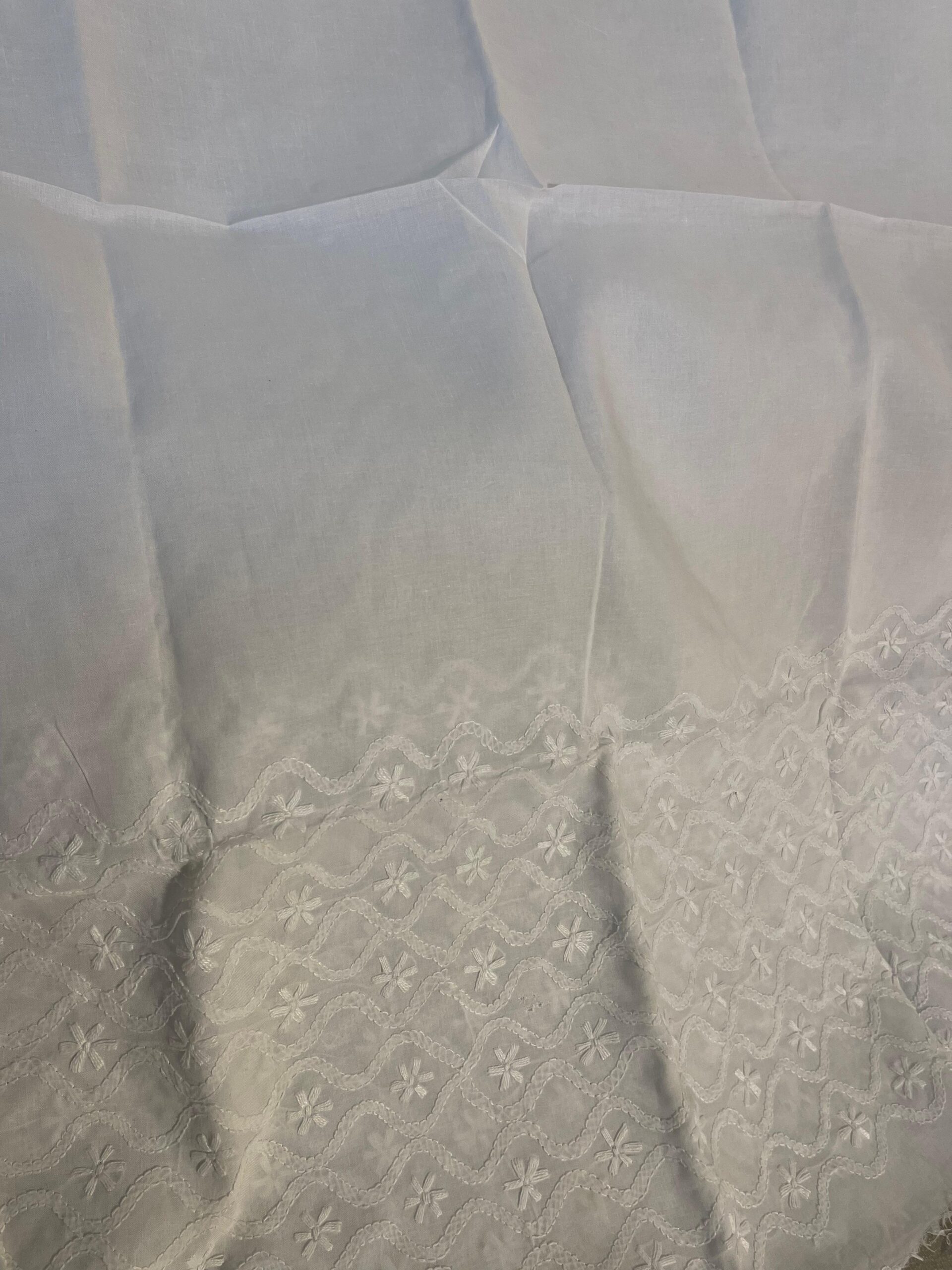 White Handmade Chikankari Lawn Trouser for Women | Premium Geometric Embroidered Lawn Trouser - Image 2