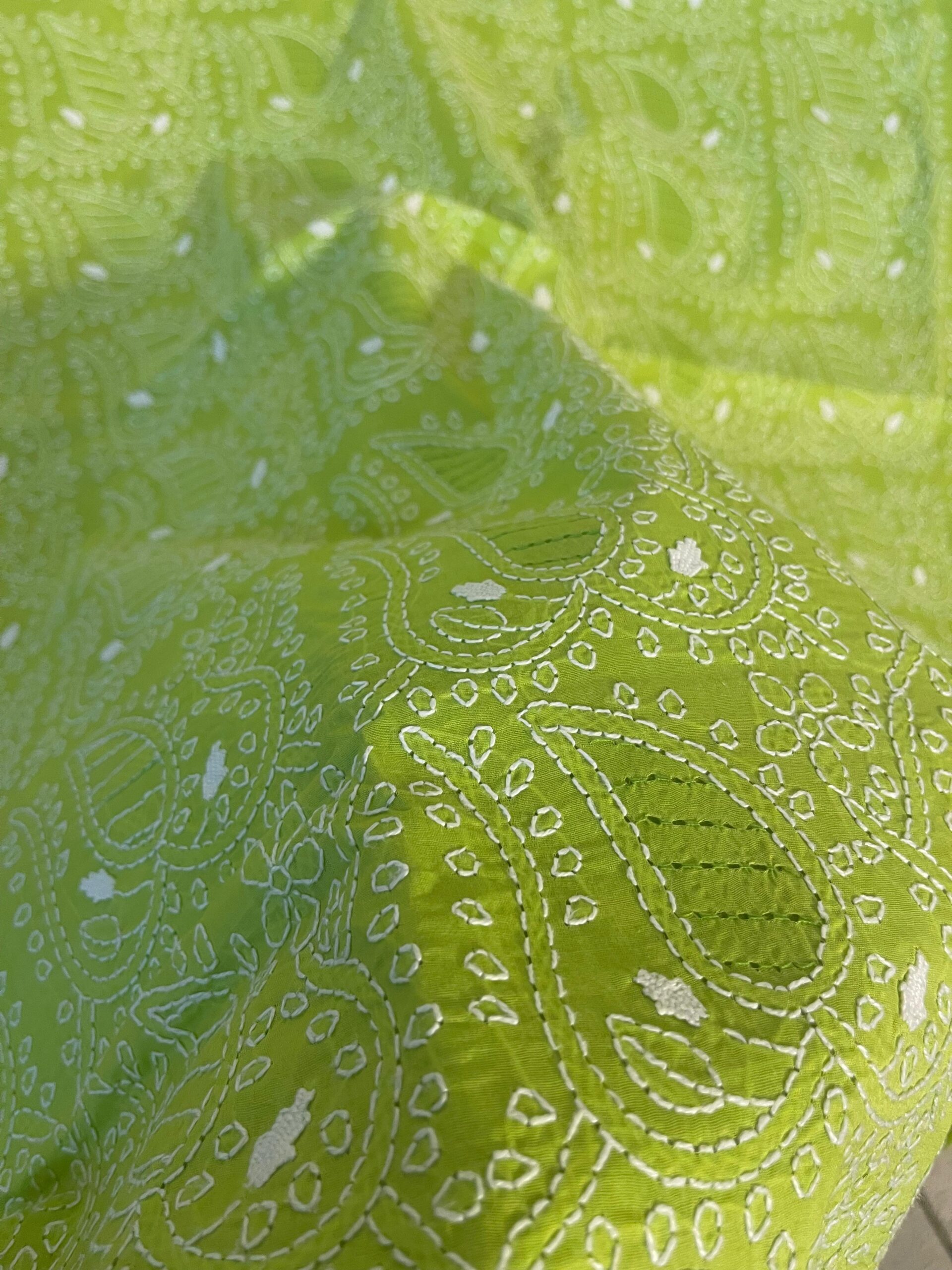 Pistachio Green Handmade Chikankari Shirt & Dupatta | Unstitched Pure Lawn Suit - Image 5