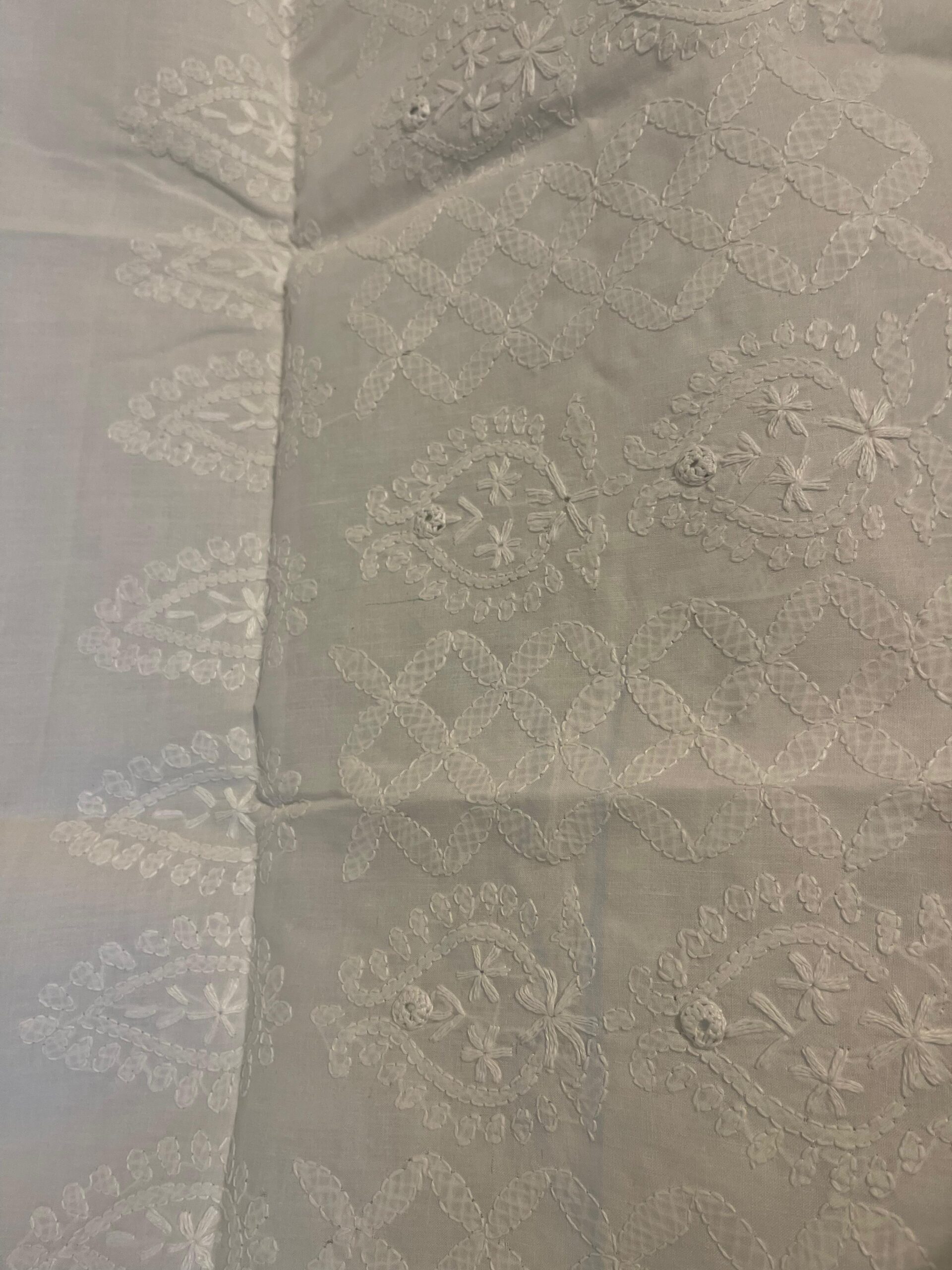 White Sheeshakari Chikankari Lawn Trouser for Women | Premium Handmade Embroidered Lawn Trouser with Mirror Work - Image 4