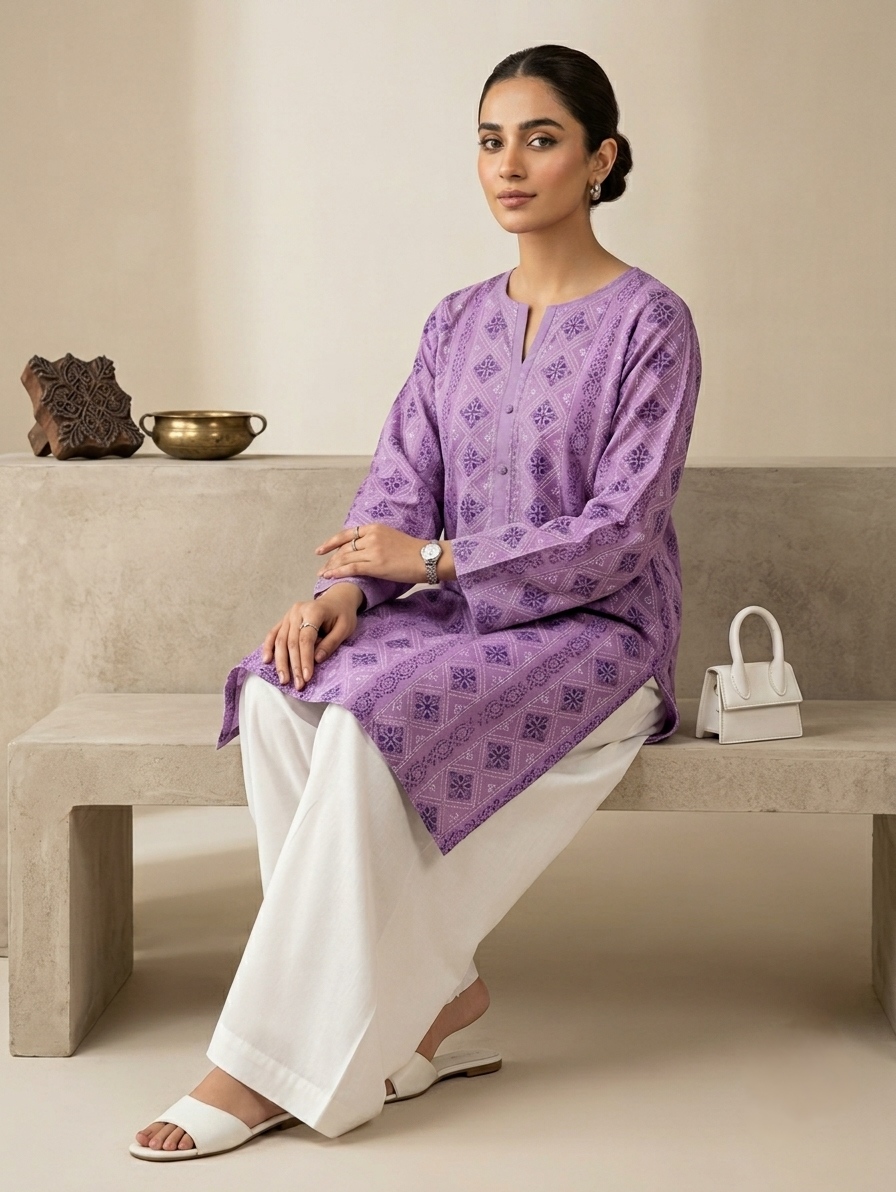 lilac-purple-handmade-block-printed-chikankari-kurta-premium-pure-lawn-unstitched-shirt-summer-collection