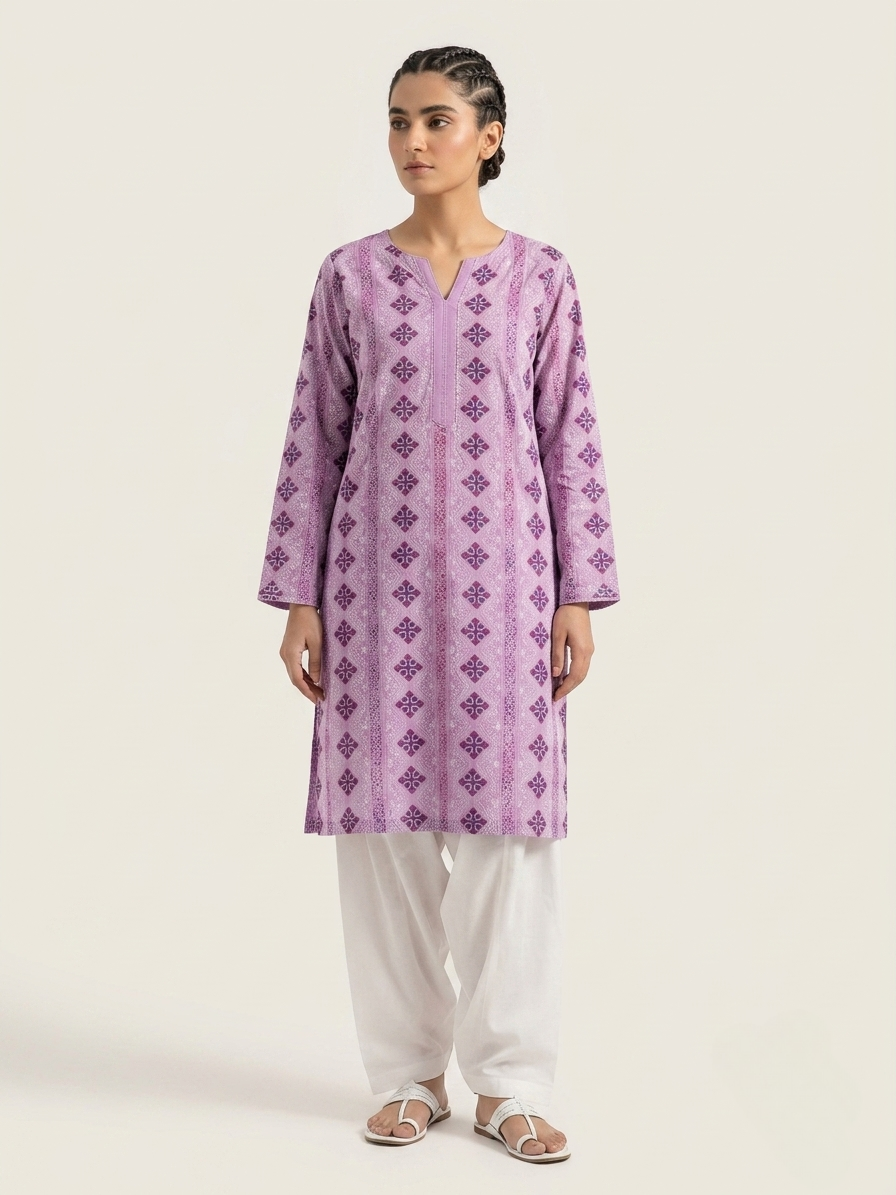 lavender-purple-handmade-block-printed-chikankari-kurta-premium-pure-lawn-unstitched-shirt-summer-collection