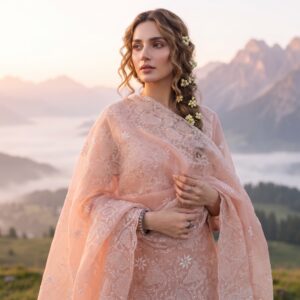 Blush Beige Chikankari Embroidered Lawn 2-Piece Unstitched Suit for Women | Premium Summer Collection