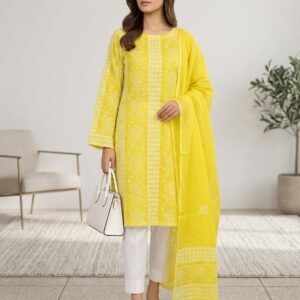 Yellow Handmade Chikankari Tarkashi Lawn Suit with Dupatta | Premium Pure Lawn 3 Meter Unstitched Shirt