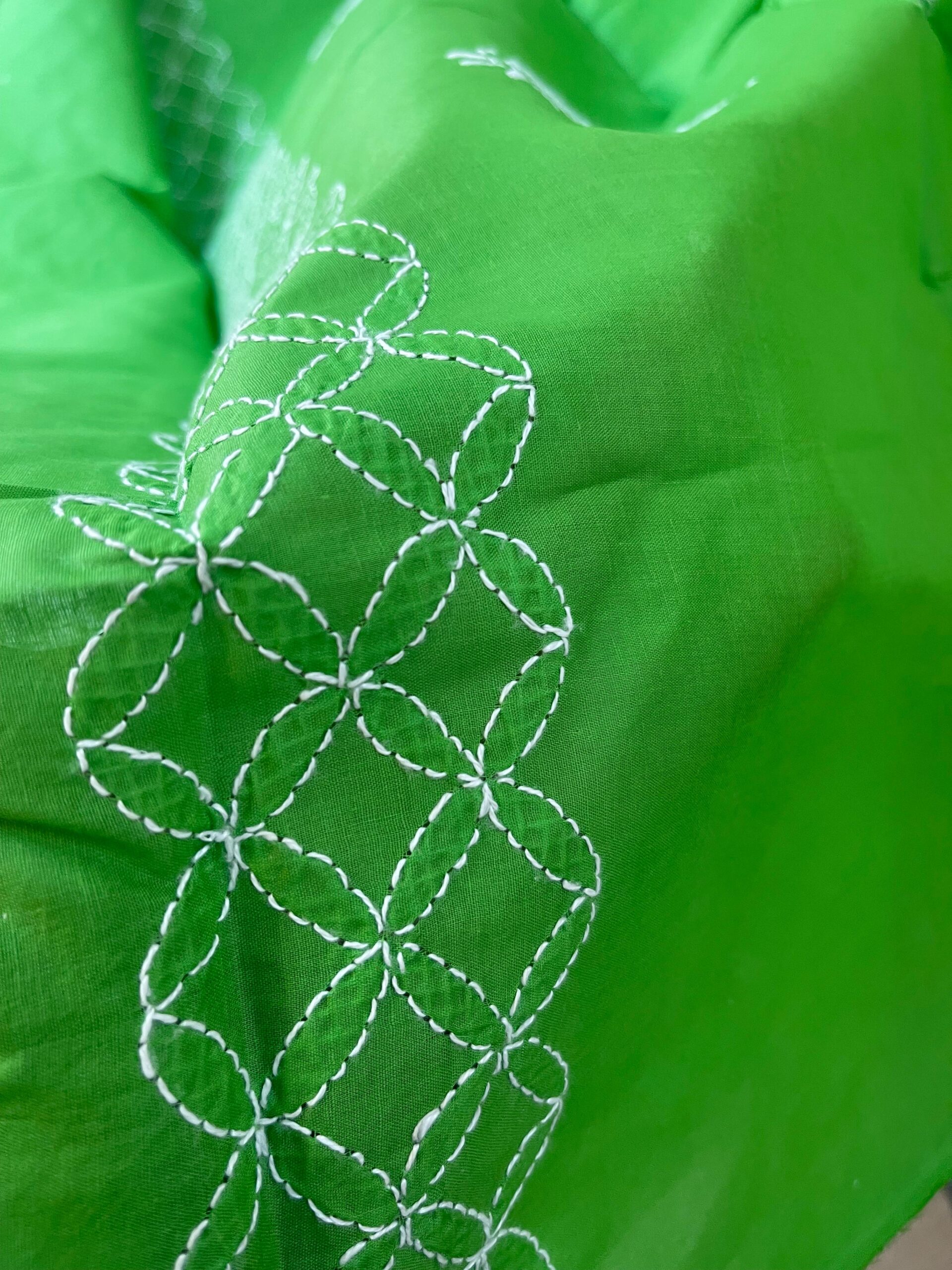 Parrot Green Handmade Chikankari Shirt & Dupatta | Unstitched Pure Lawn Suit - Image 2