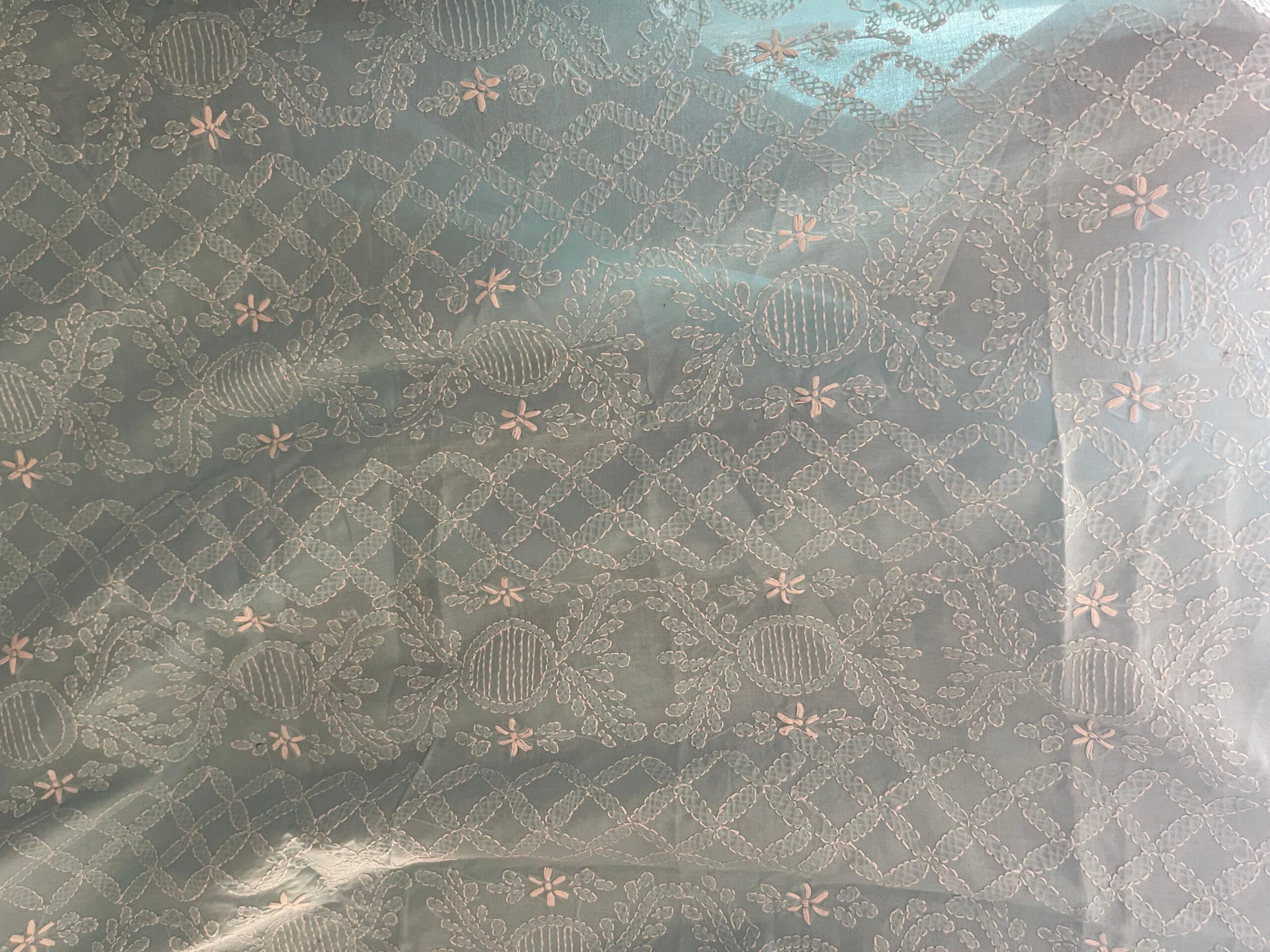 Powder Blue Handmade Embroidered Pure Lawn 2 Piece Unstitched Suit with Elegant Embroidered Dupatta - Image 3