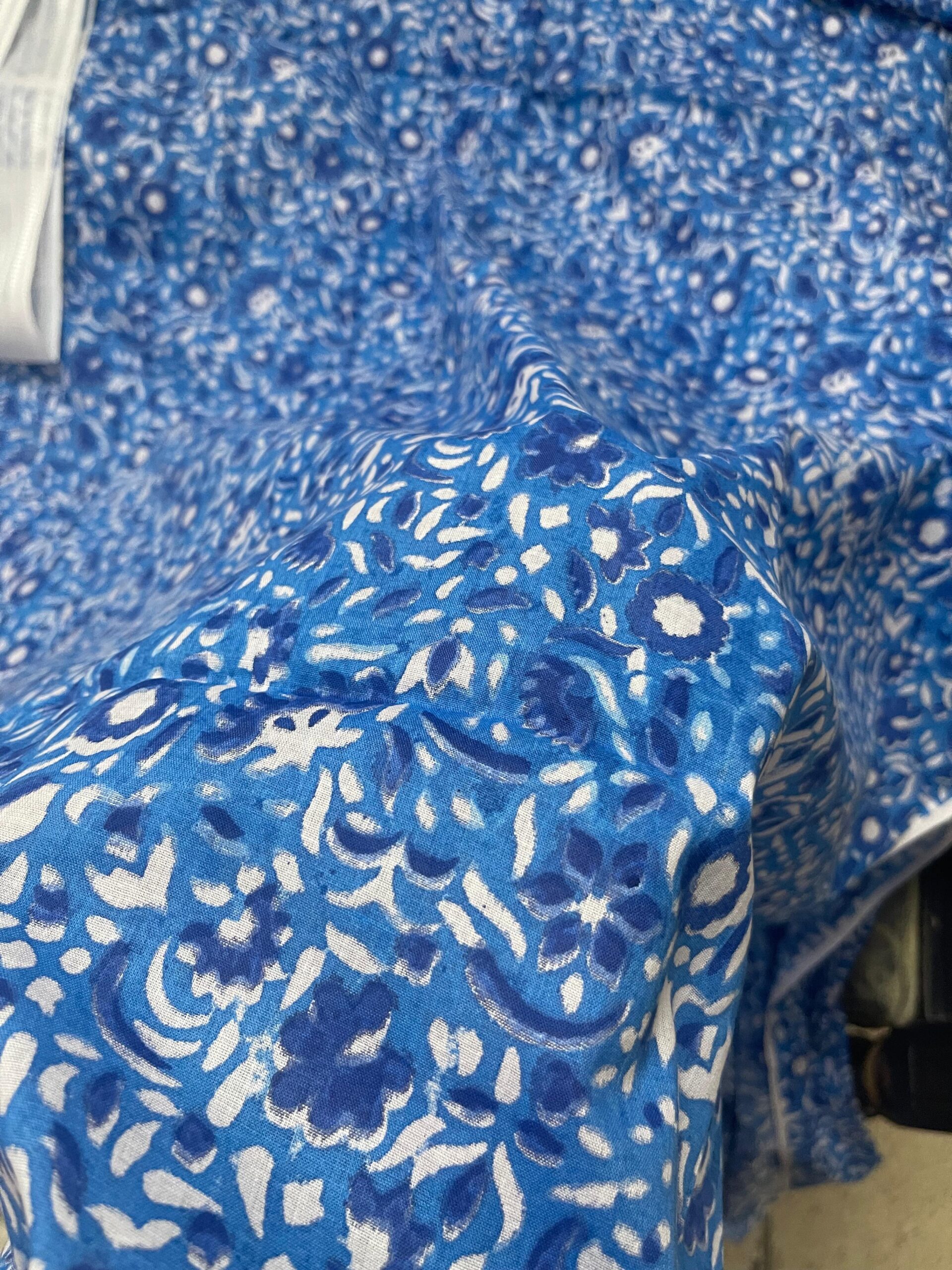 Royal Blue with White Block Print Pure Lawn Unstitched Suit | White with Royal Blue Block Print Broshia Dupatta - Image 2