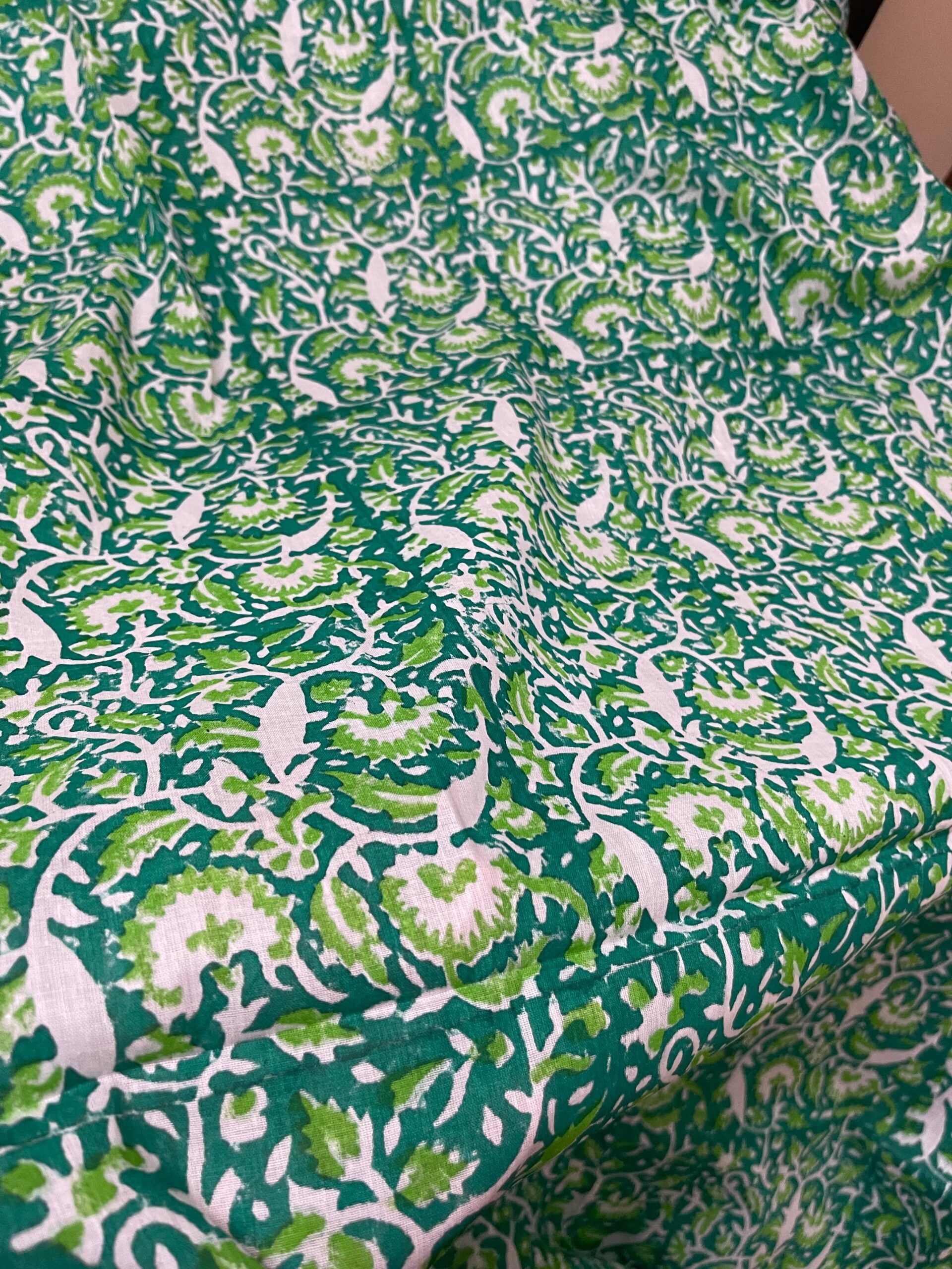 Emerald Green with Light Green & White Floral Paisley Print Pure Lawn Unstitched Suit | White Broshia Dupatta - Image 3