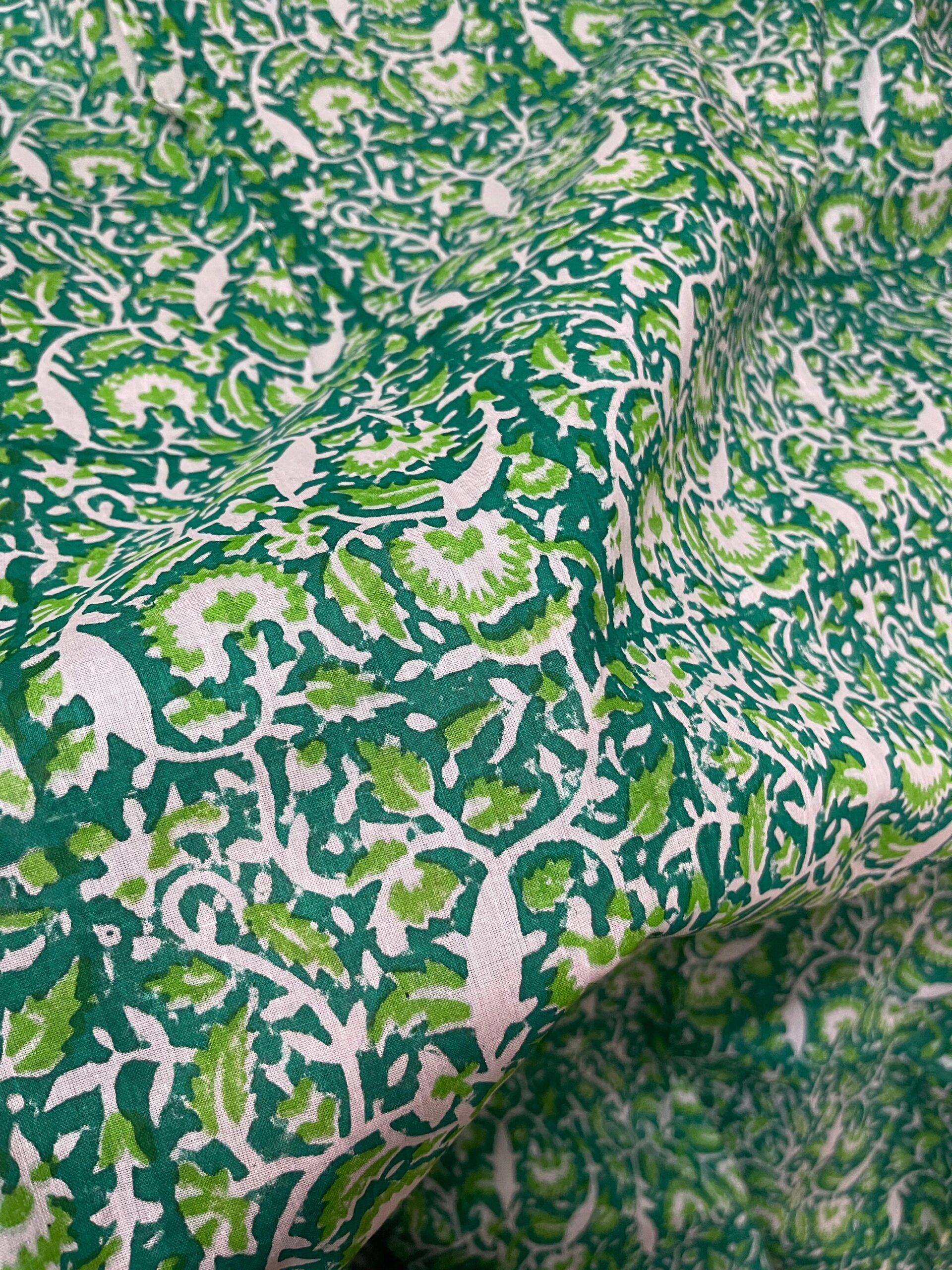 Emerald Green with Light Green & White Floral Paisley Print Pure Lawn Unstitched Suit | White Broshia Dupatta - Image 4