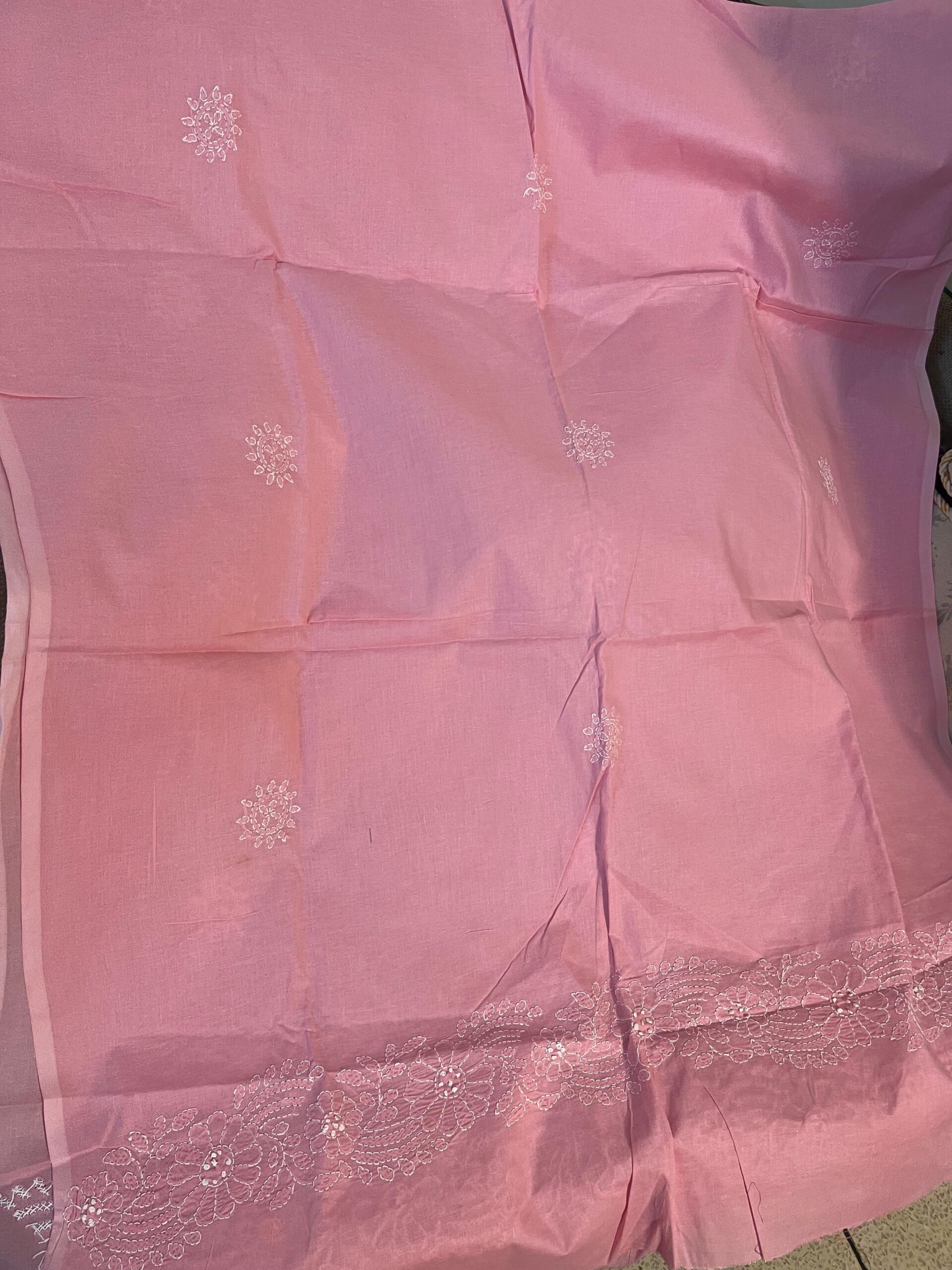 Blush Pink Chikankari Embroidered Lawn 2 Piece Unstitched Suit with Embroidered Dupatta - Image 5