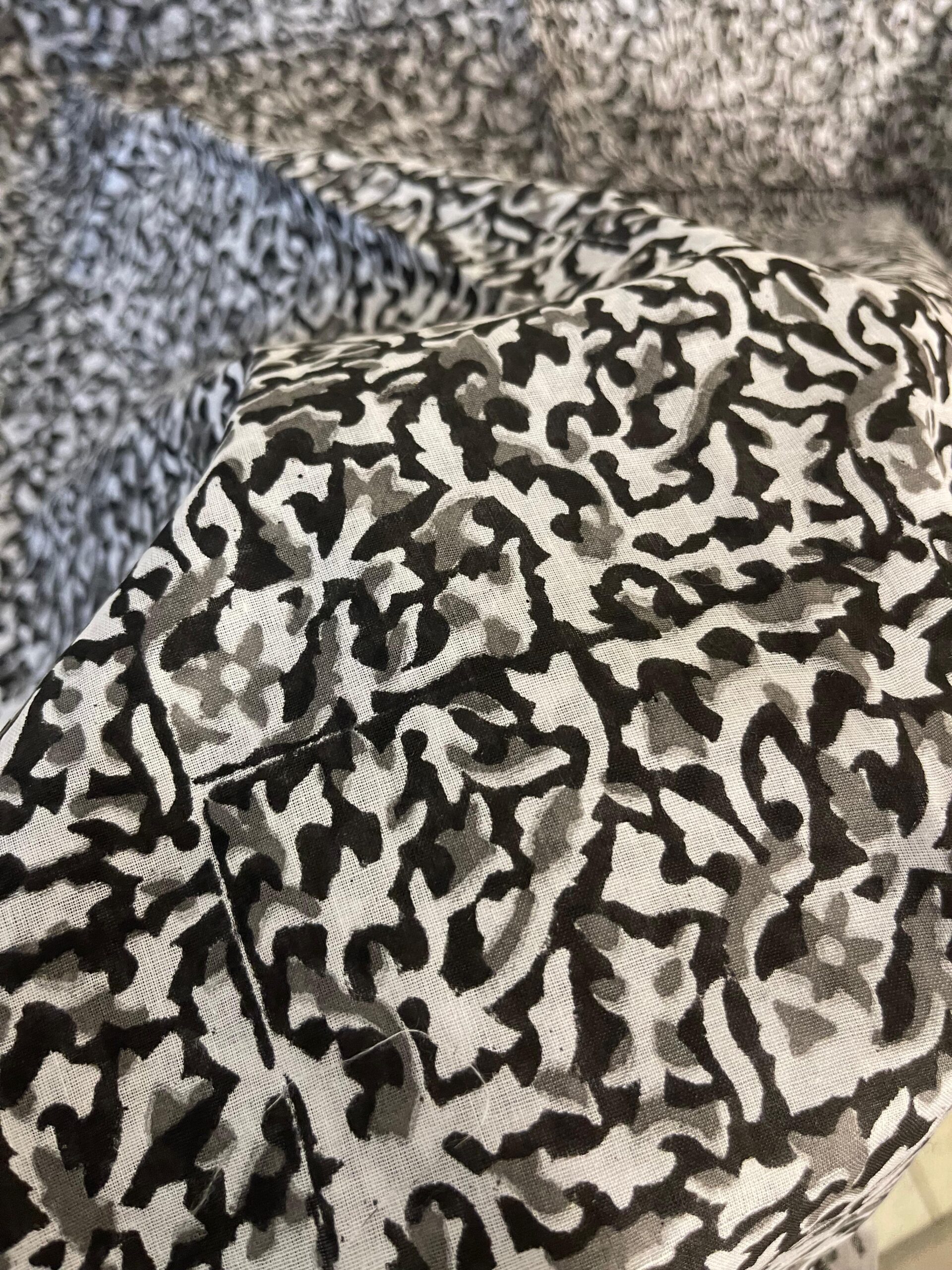 Charcoal Grey with Black & Grey Paisley Block Print Lawn Unstitched Suit | White Lawn Dupatta - Image 3