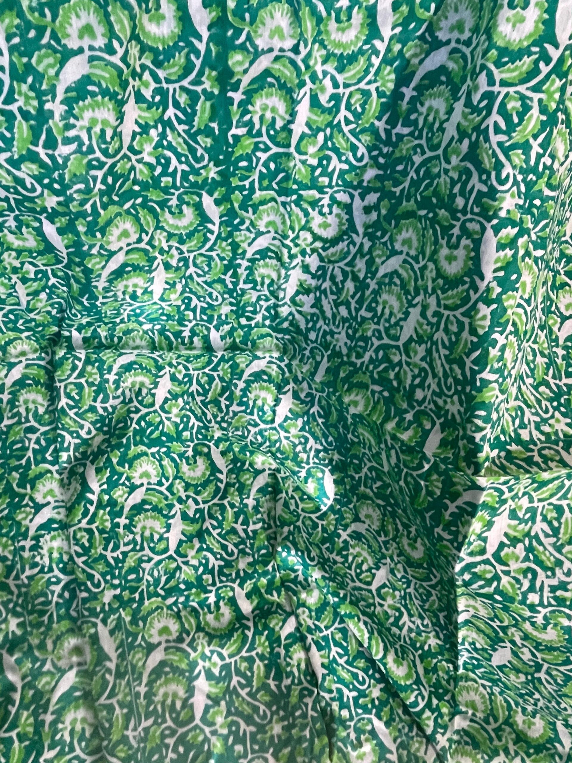 Teal Green with Lime Green & White Floral Block Print Lawn Unstitched Suit | White Lawn Dupatta - Image 4