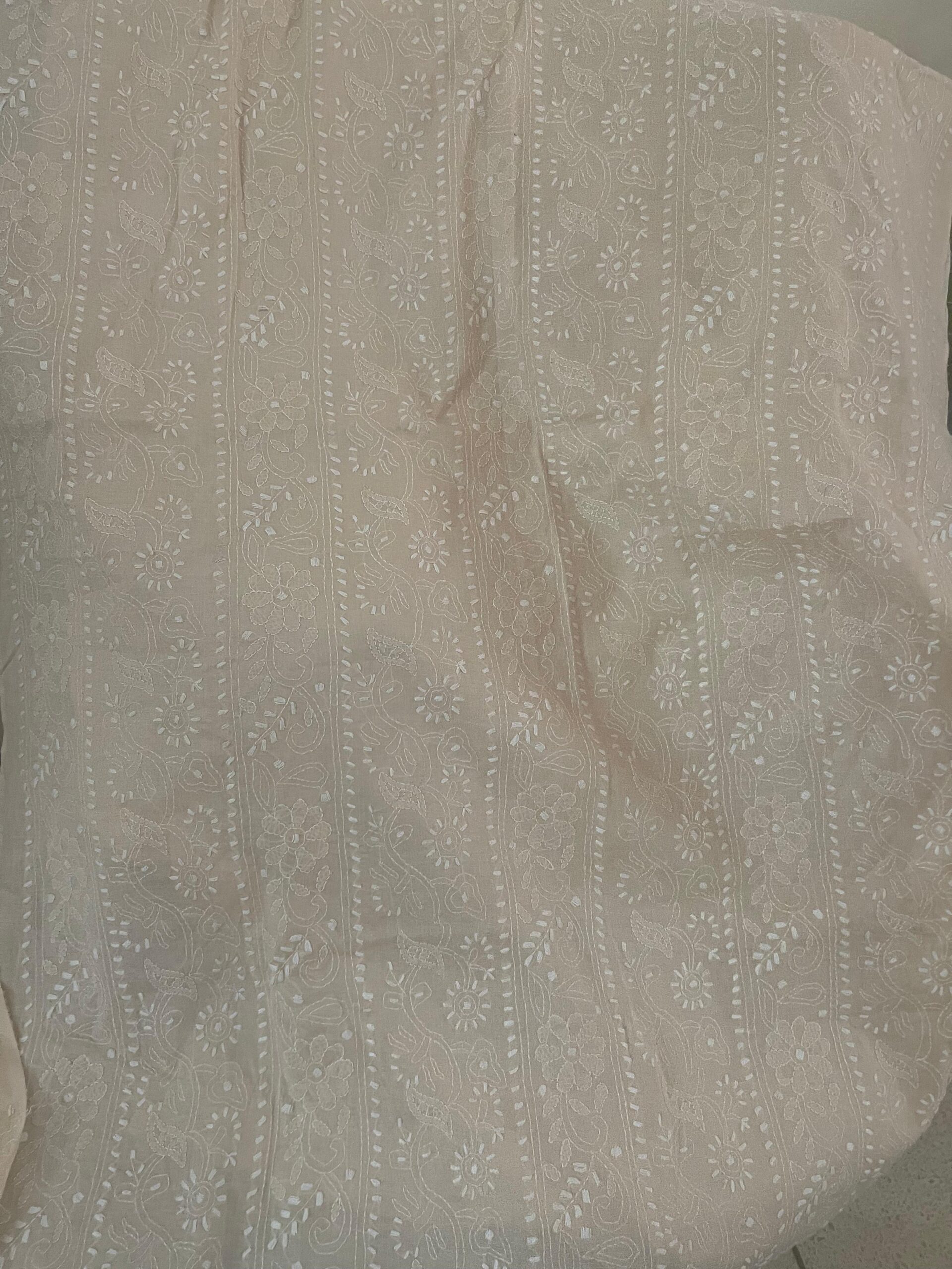 Beige Handmade Chikankari Pure Lawn 2 Piece Unstitched Suit with Elegant Lawn Dupatta - Image 2