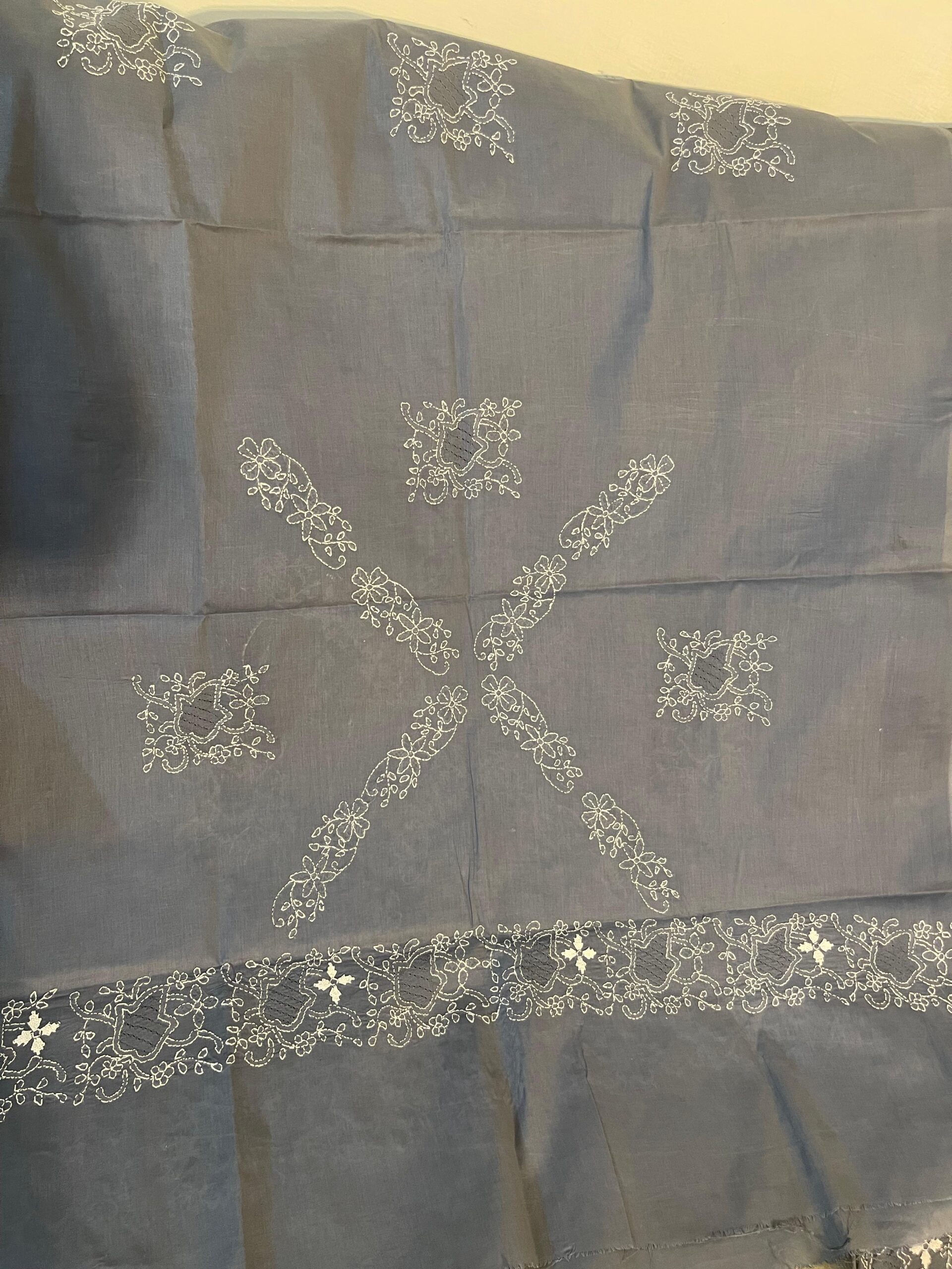 Steel Grey Handmade Chikankari Pure Lawn 2 Piece Unstitched Suit with Embroidered Lawn Dupatta - Image 2
