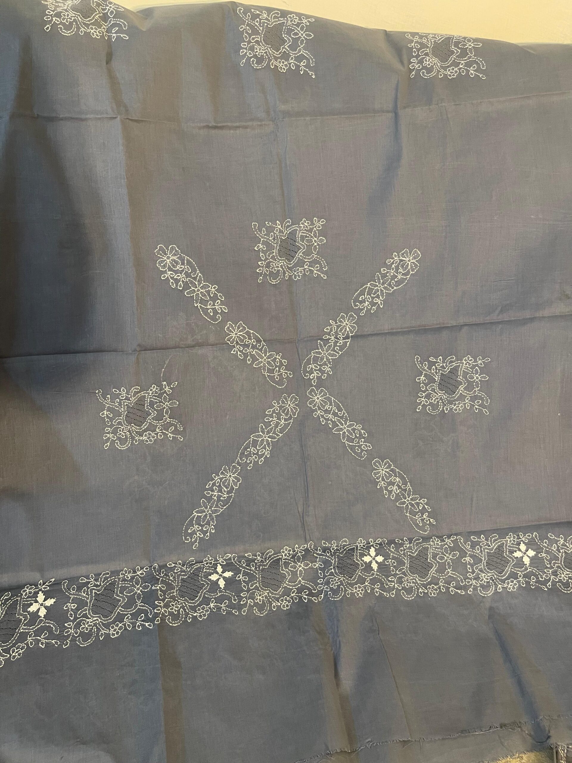 Steel Grey Handmade Chikankari Pure Lawn 2 Piece Unstitched Suit with Embroidered Lawn Dupatta - Image 5