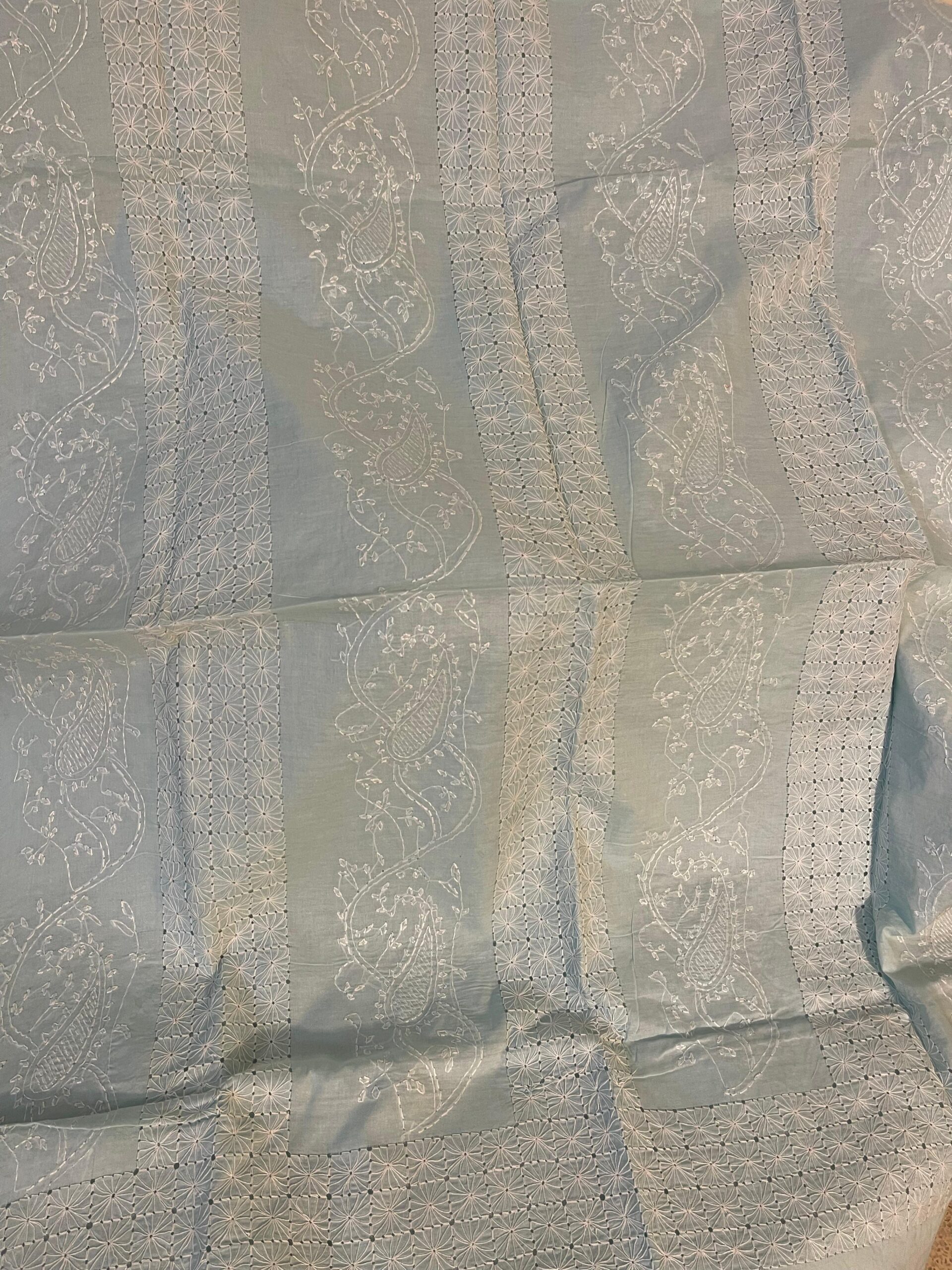 Ice Blue with White Handmade Tarkashi & Chikankari Pure Lawn Unstitched Suit | Ice Blue Pure Lawn Dupatta - Image 2