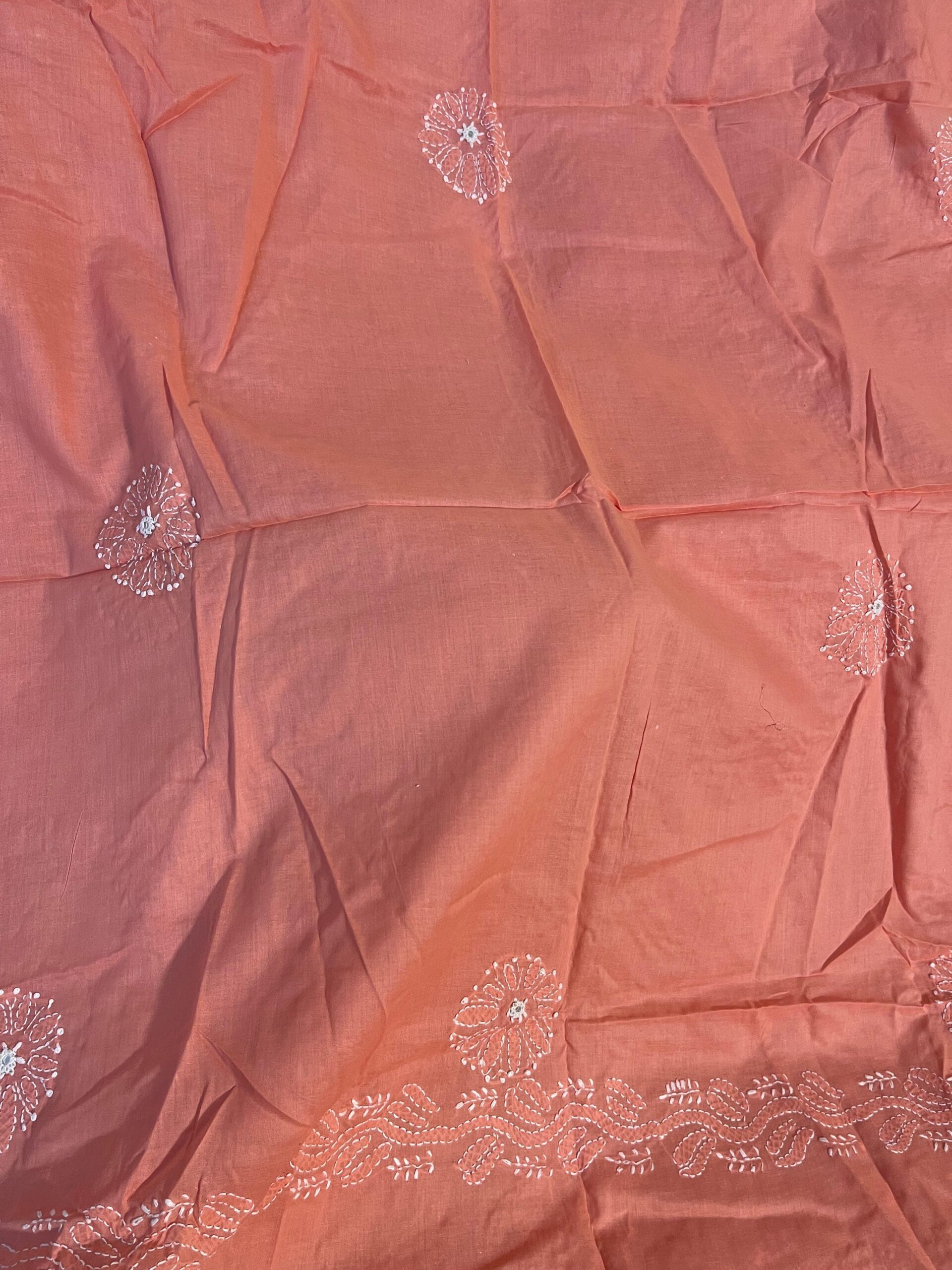 Coral Peach Chikankari Shisha 2-Piece Pure Lawn Suit – Handmade Embroidered Unstitched Suit - Image 4