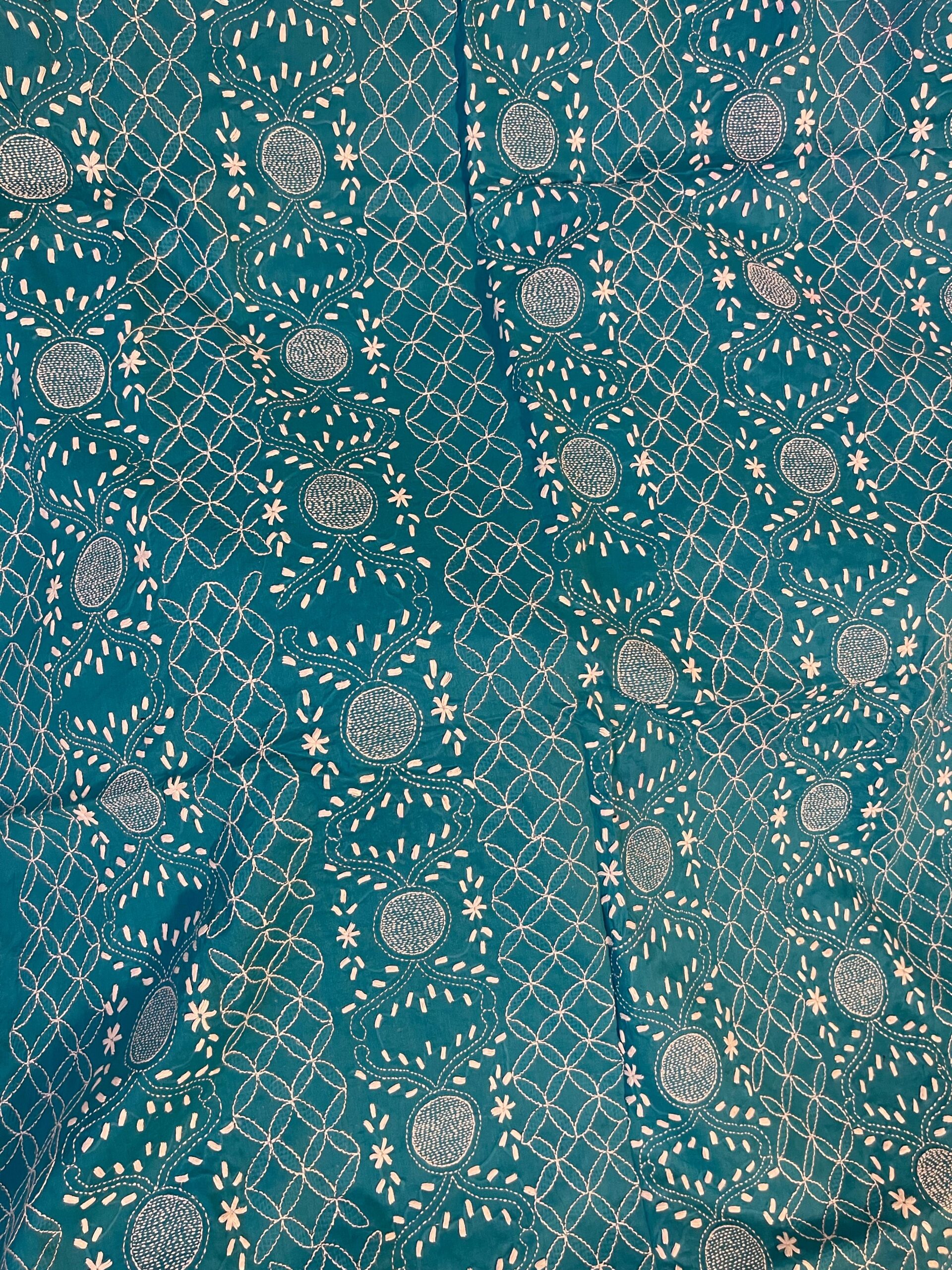 Teal with Cream Chikankari Embroidery Pure Lawn Unstitched Suit | Teal Pure Lawn Dupatta - Image 5