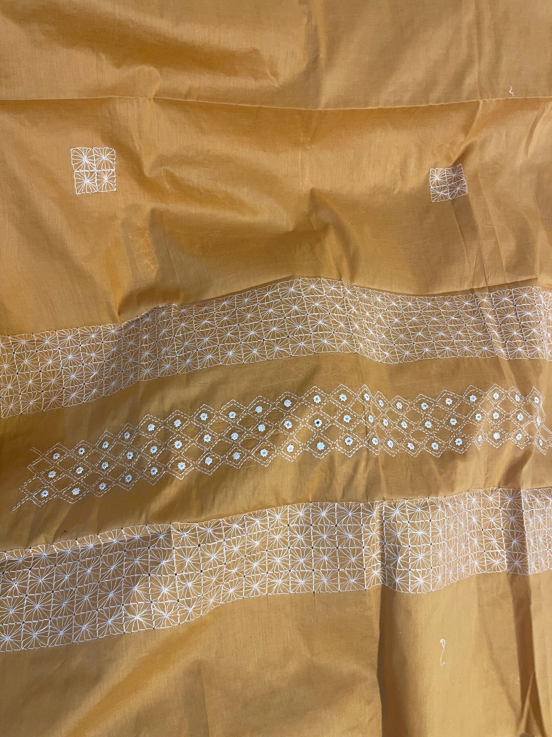 Camel Brown with White Taarkashi & Sheesha Kaari Pure Lawn Unstitched Suit | Camel Brown Pure Lawn Dupatta - Image 4
