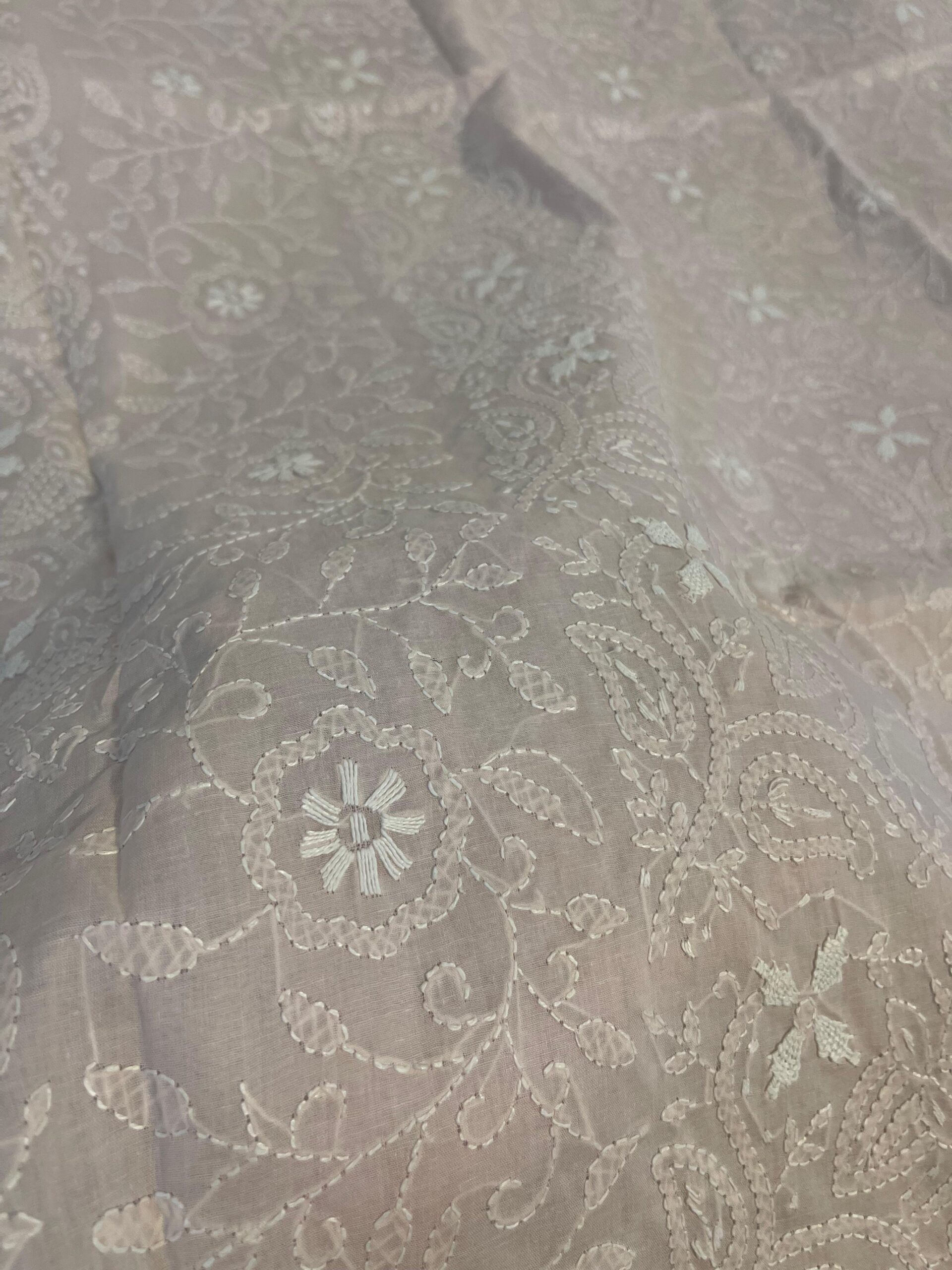 Powder Pink with White Embroidery Premium Lawn Unstitched Suit | Powder Pink Embroidered Dupatta - Image 4