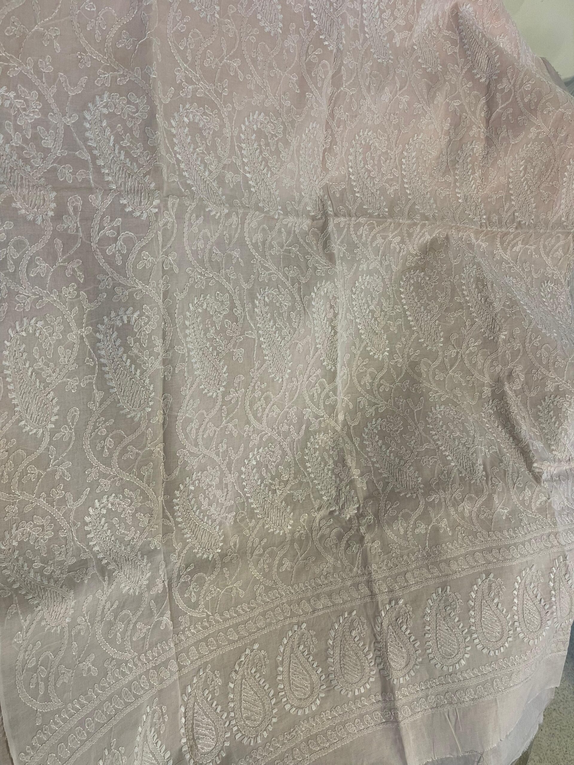 Elegant Powder Pink with White Embroidery Premium Lawn Unstitched Suit | Powder Pink Embroidered Dupatta - Image 3