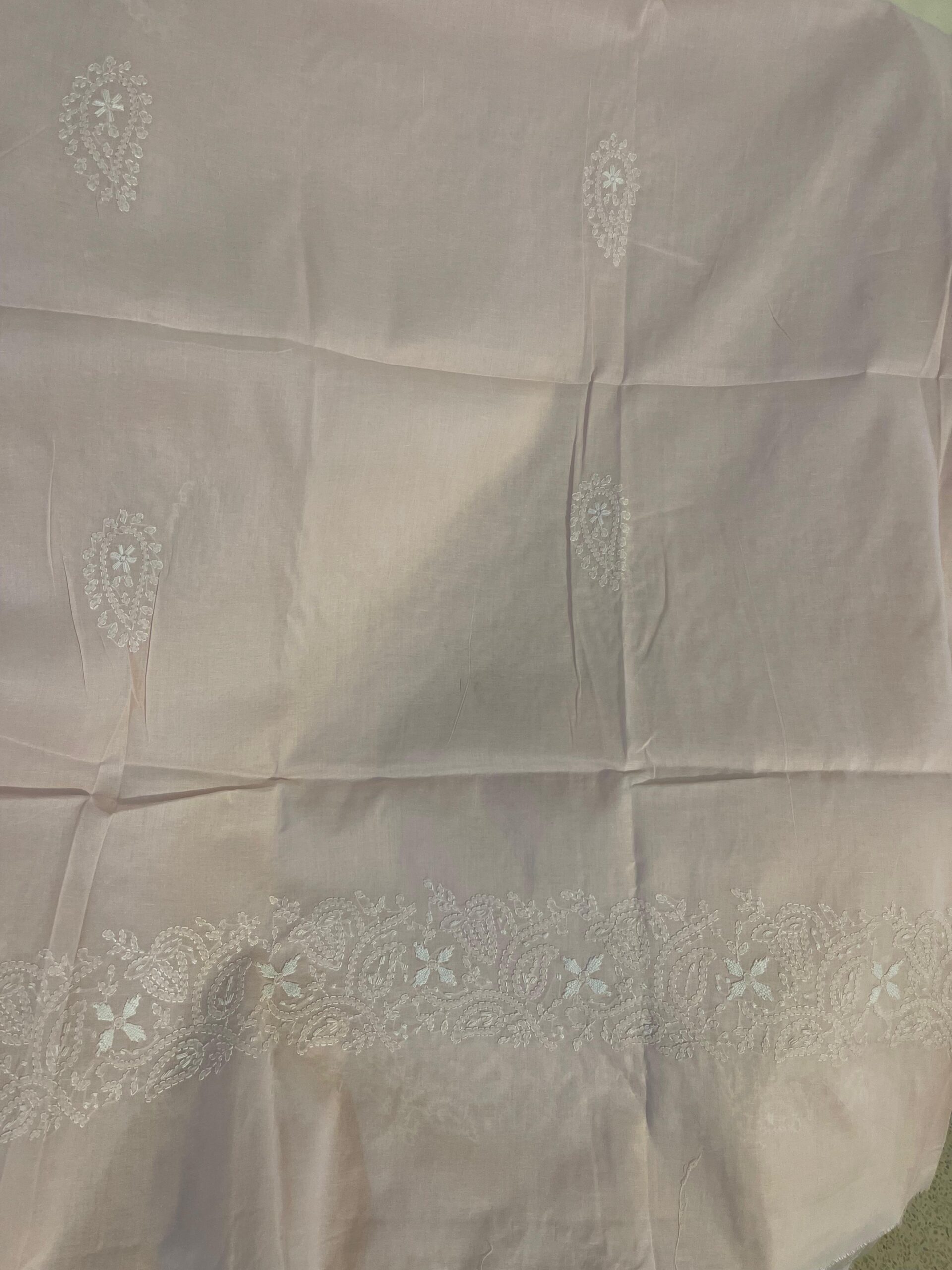 Powder Pink with White Embroidery Premium Lawn Unstitched Suit | Powder Pink Embroidered Dupatta - Image 5