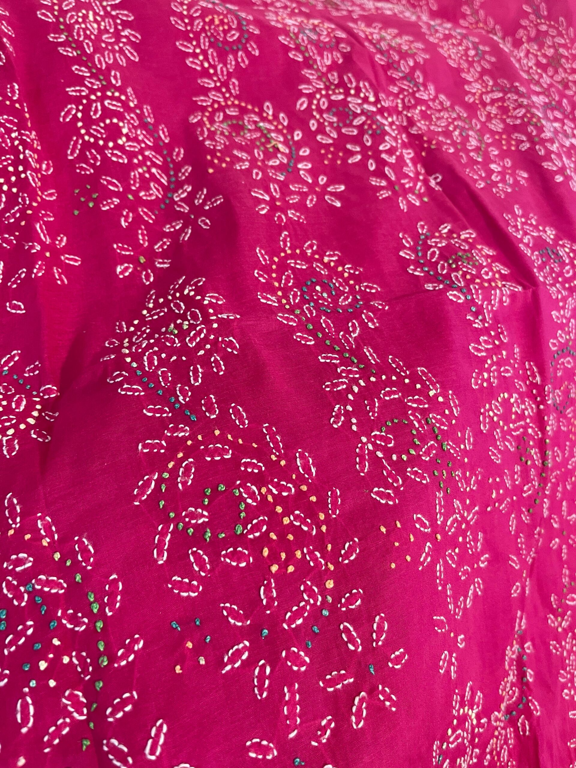 Shocking Pink with White & Multicolor French Knot Embroidery Pure Lawn Unstitched Suit | Shocking Pink Pure Lawn Dupatta - Image 4