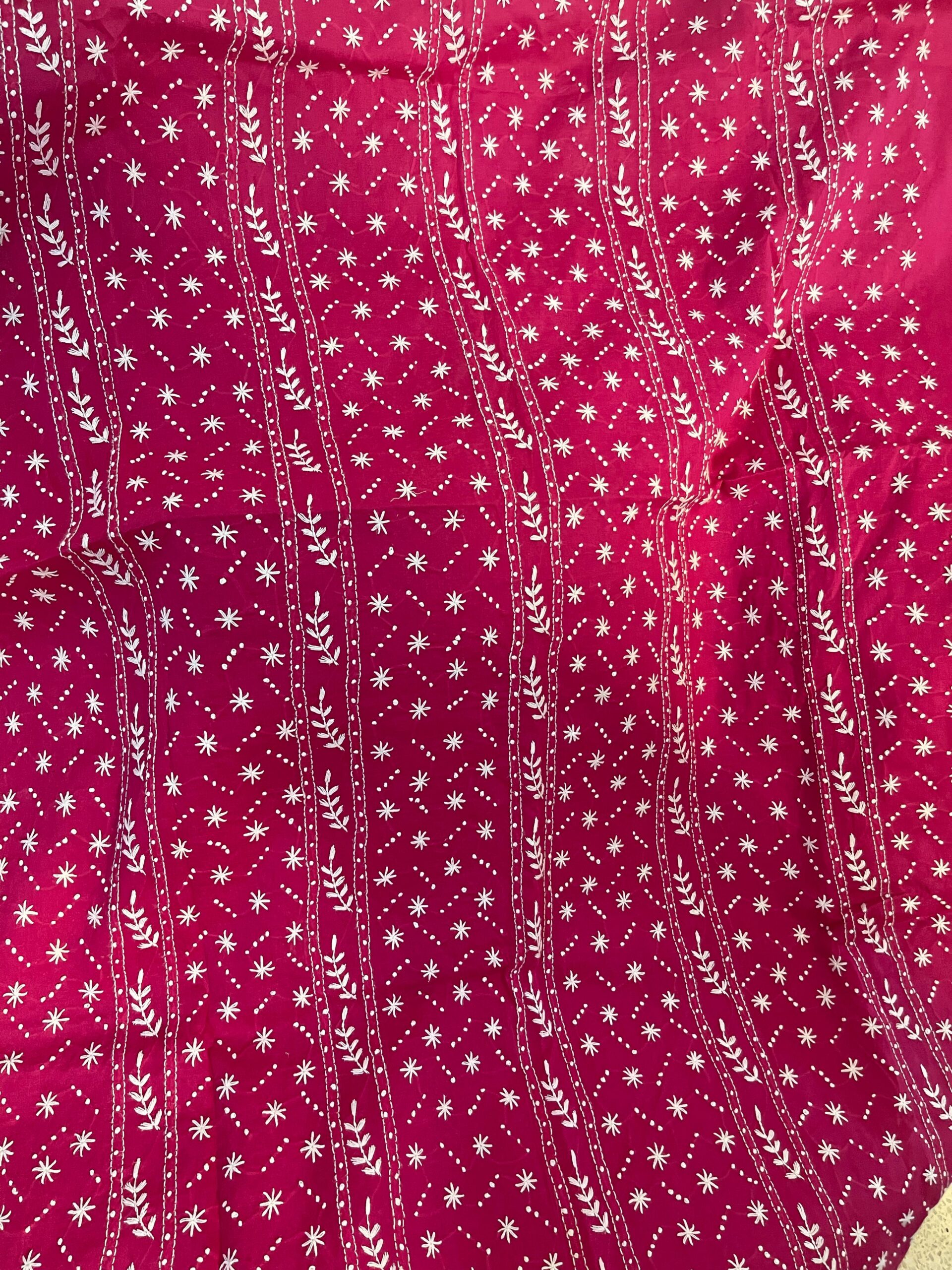 Shocking Pink Handmade Chikankari Lawn Kurta for Women | Premium Embroidered Summer Lawn Shirt - Image 2