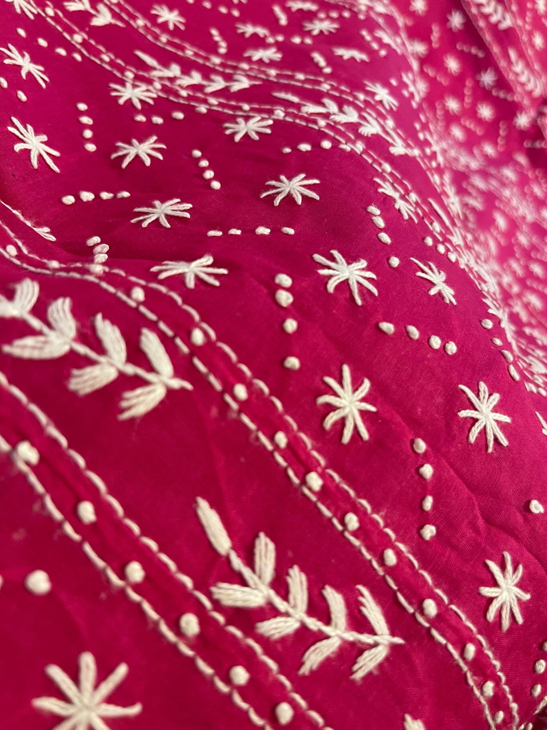Shocking Pink Handmade Chikankari Lawn Kurta for Women | Premium Embroidered Summer Lawn Shirt - Image 3