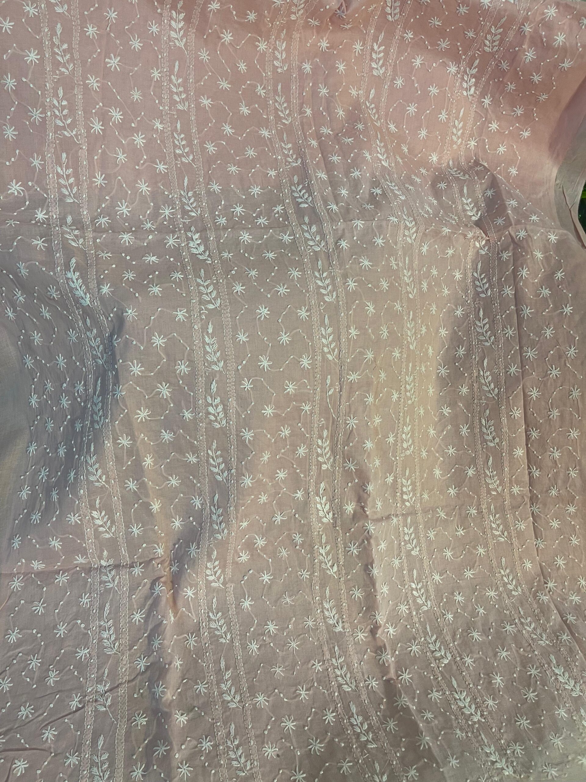 Light Dusty Pink with White Chikankari Embroidery Pure Lawn Unstitched Kurta - Image 2