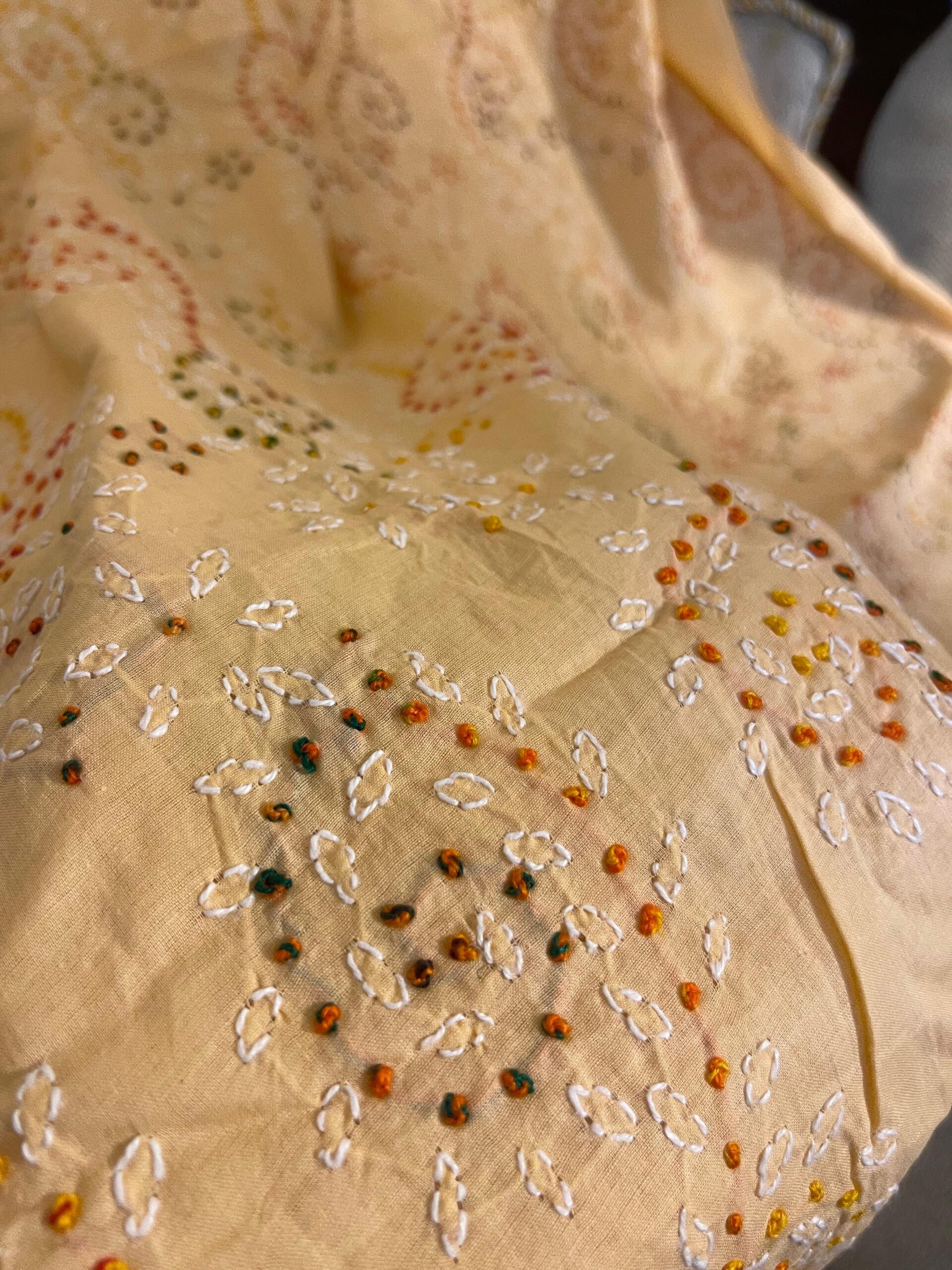Apricot Peach with Multicolor Embroidery Pure Lawn Unstitched Suit | Apricot Peach Pure Lawn Dupatta - Image 3